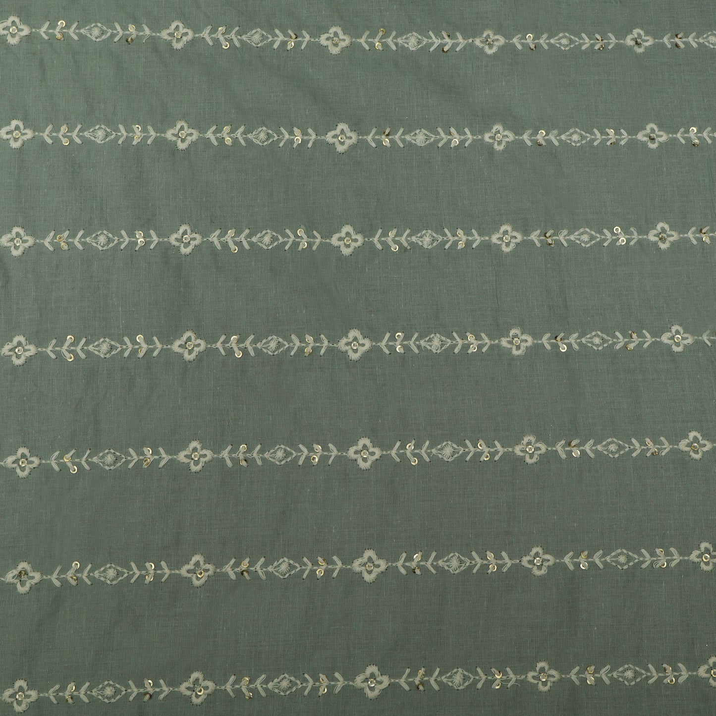 Sea Green Color Cotton Stripe Fabric