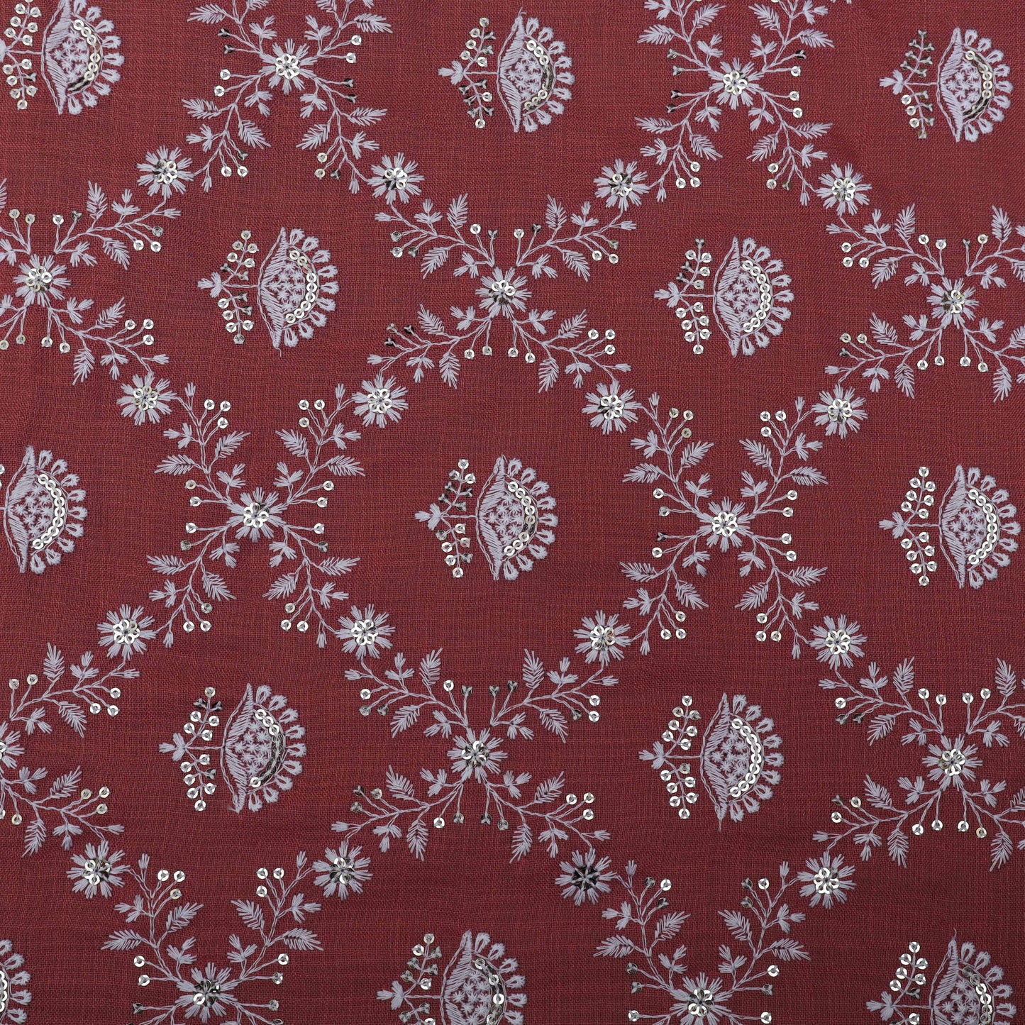 Gajri Color Linen Embroidery Fabric