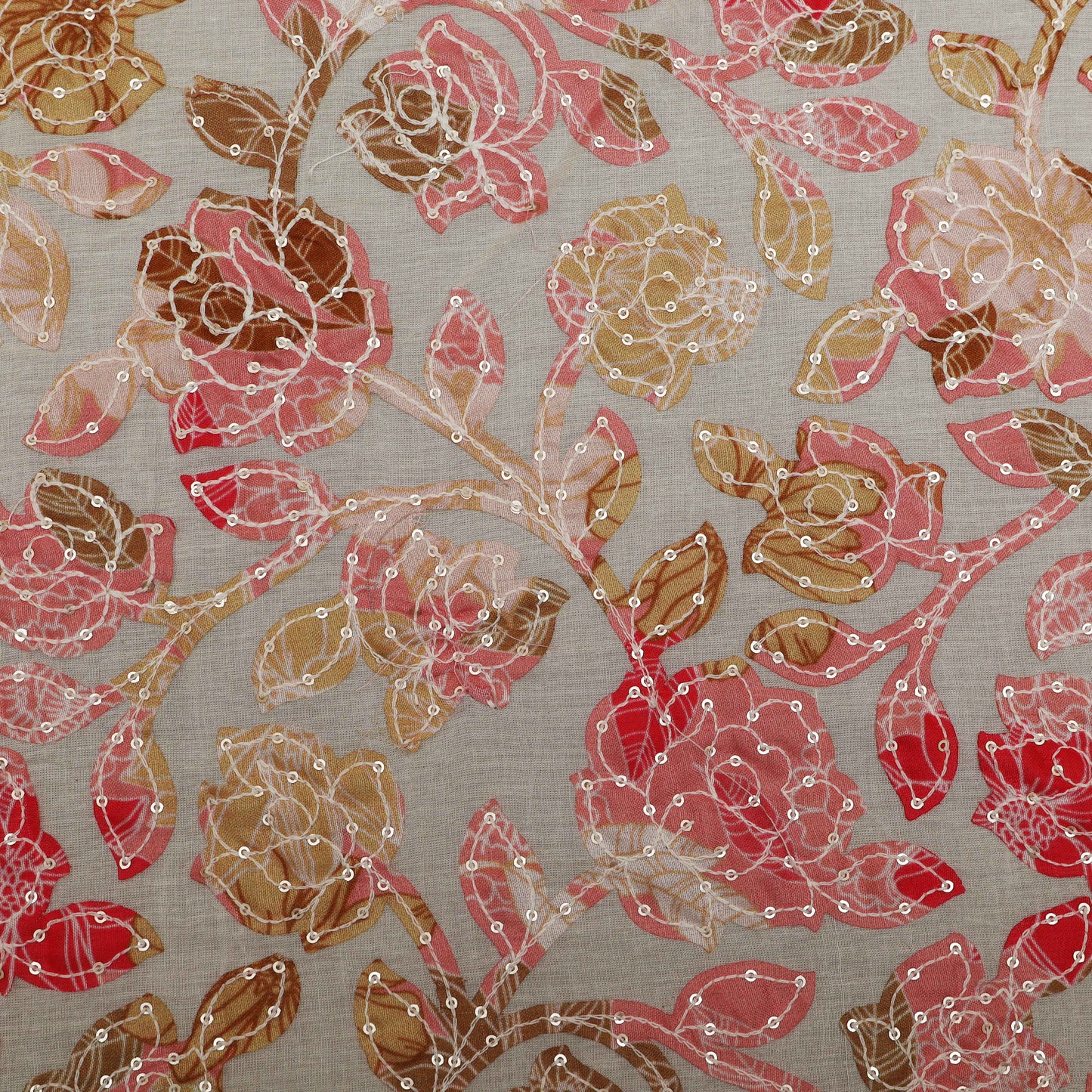 Off White Color Kora Cotton Embroidery Fabric