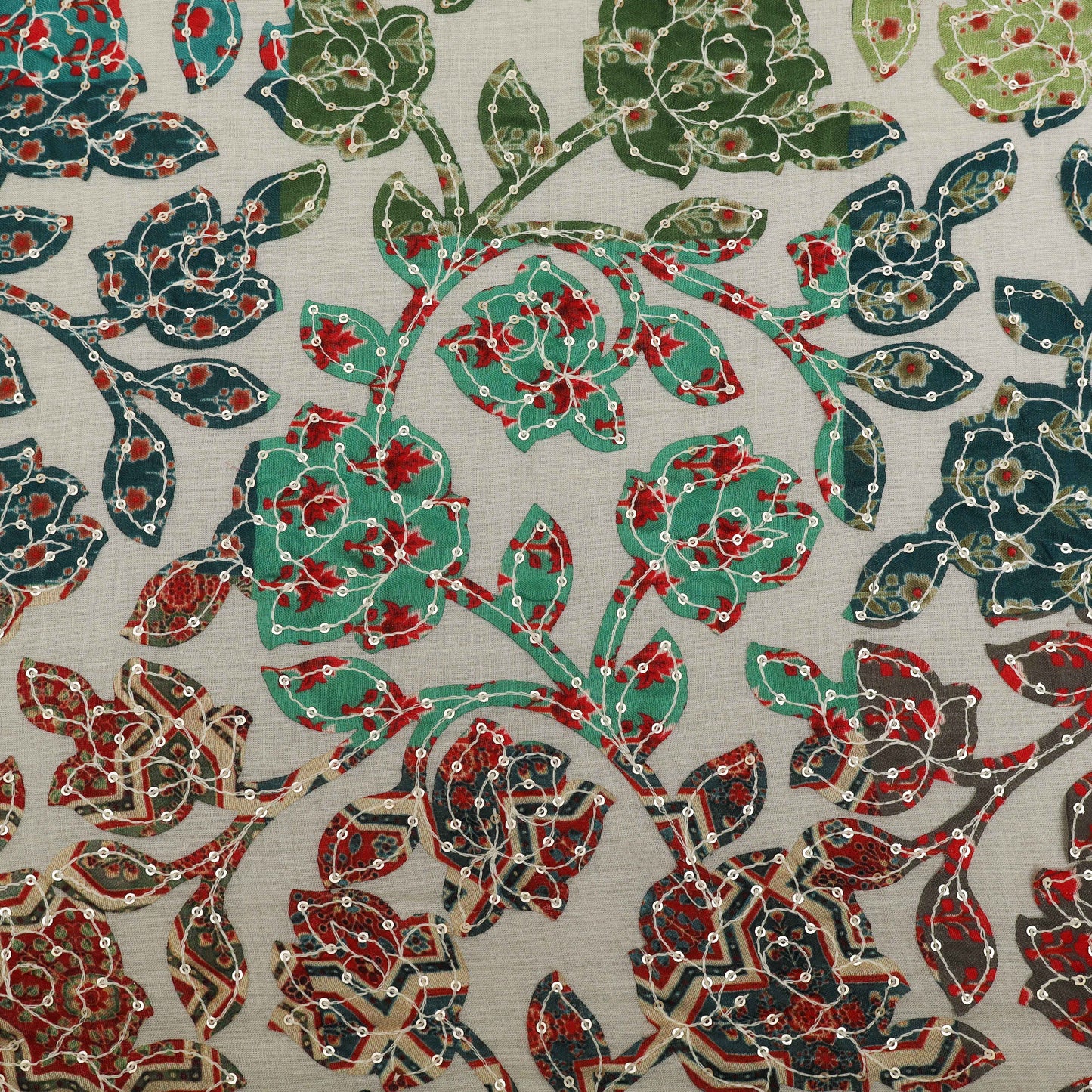 Off White Color Kora Cotton Embroidery Fabric