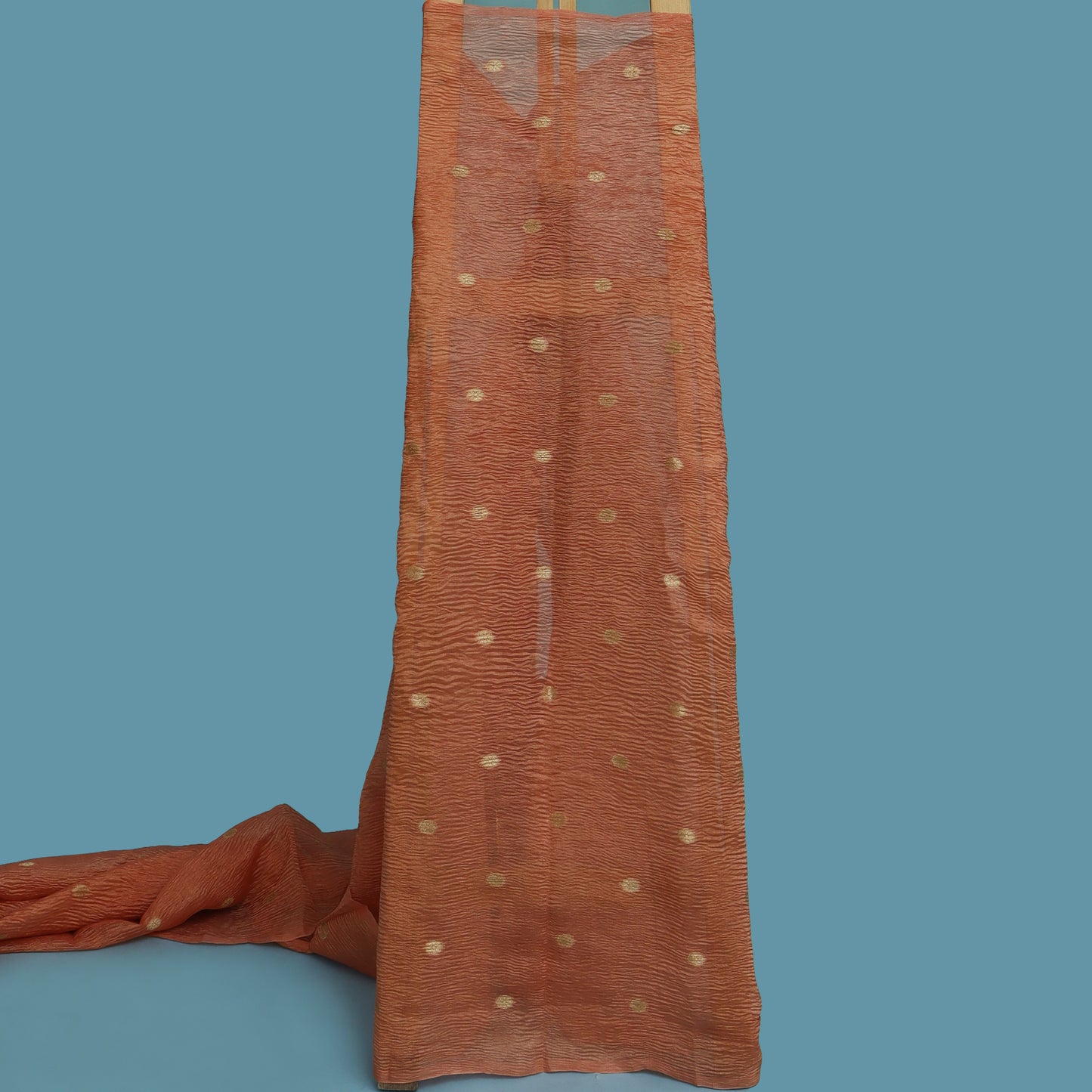 Brownish Pink Color Crush Tissue Booti Fabric