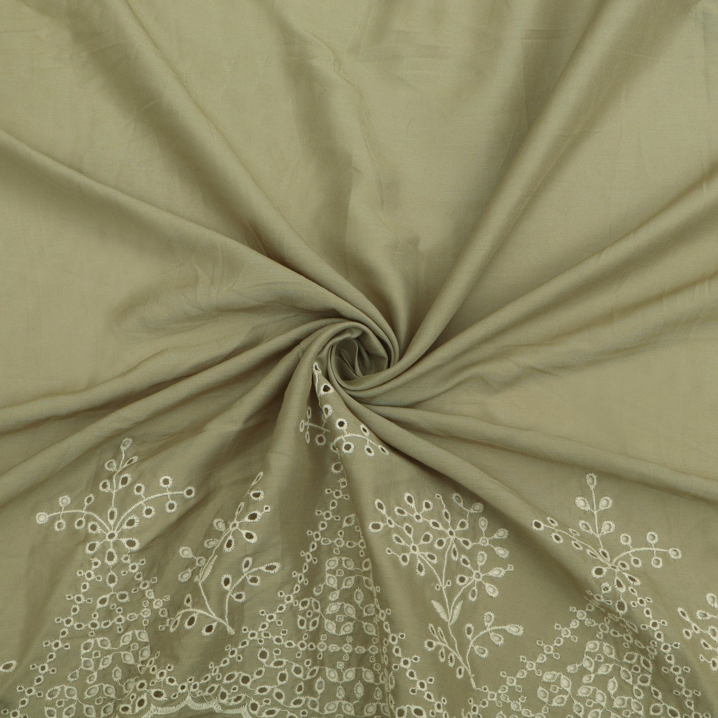 Cotton Chikan Embroidery Fabric