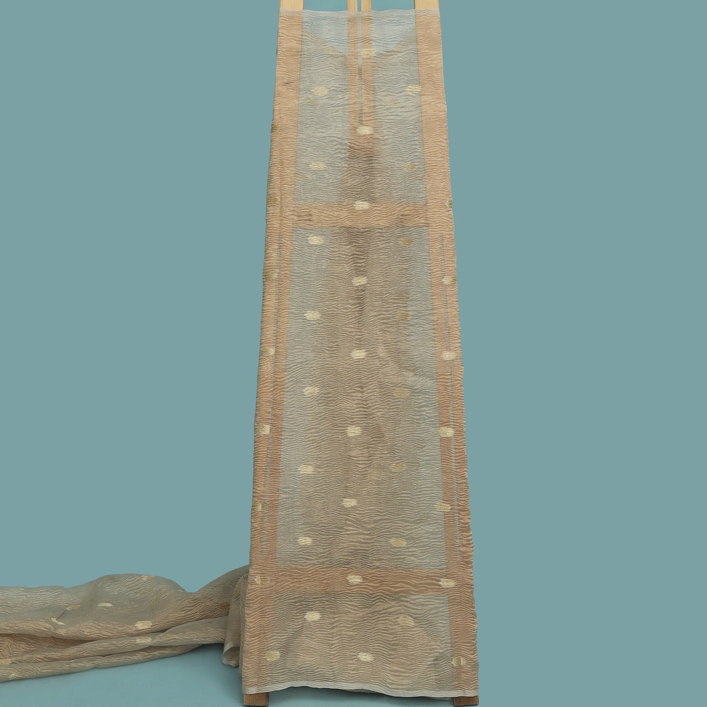 Beige Color Crush Tissue Booti Fabric