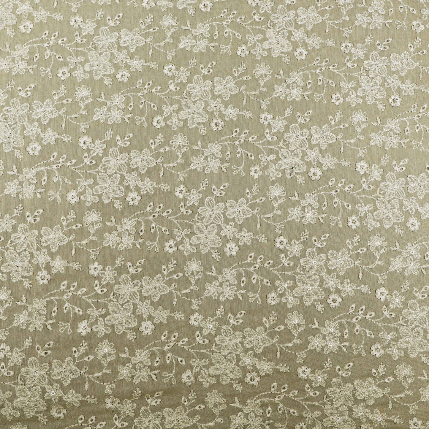 Cream Color Chanderi Embroidery Fabric