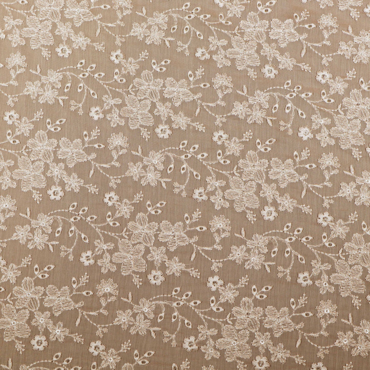 Peach Color Chanderi Embroidery Fabric