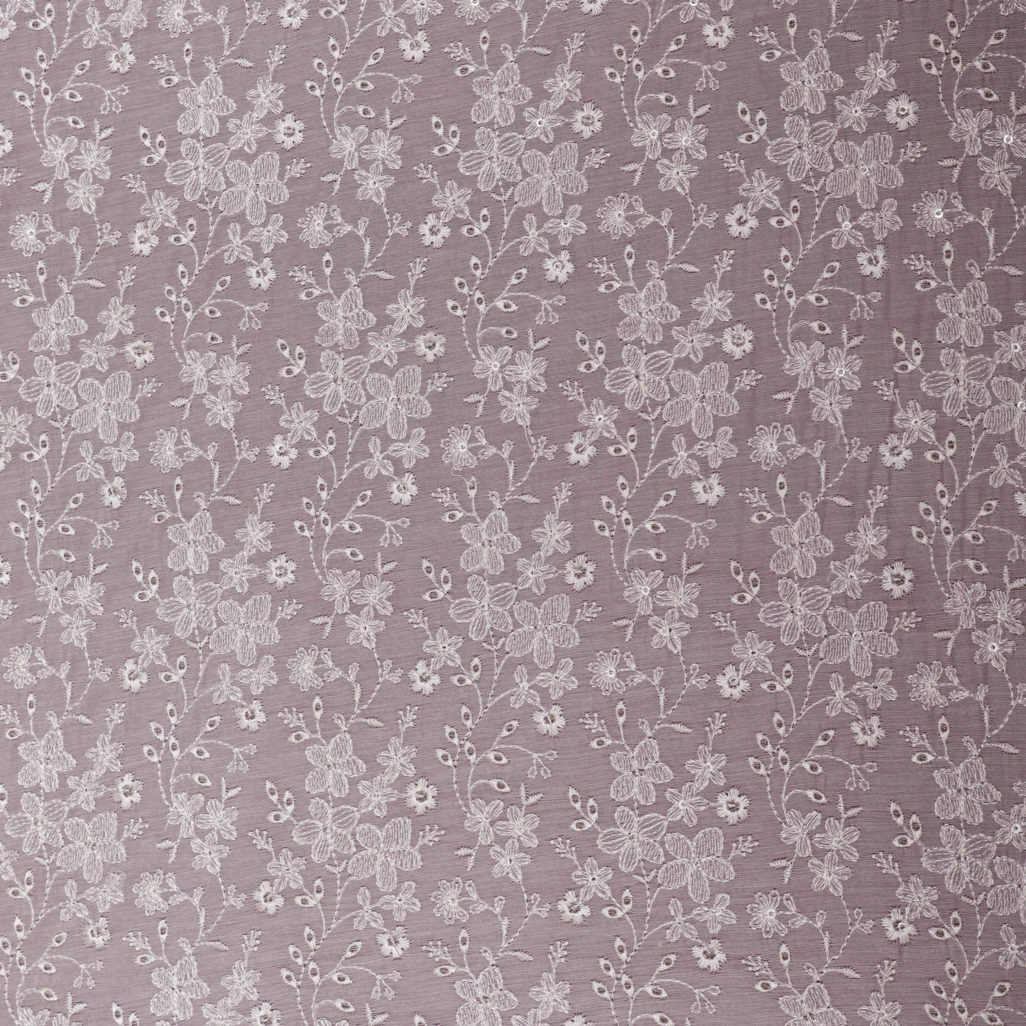 Lilac Color Chanderi Embroidery Fabric
