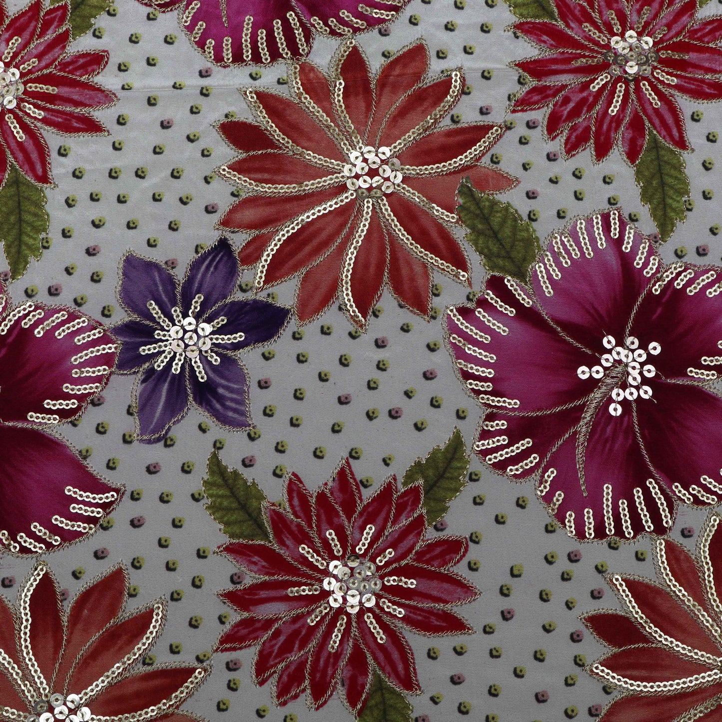 White Color Crepe Embroidery Fabric