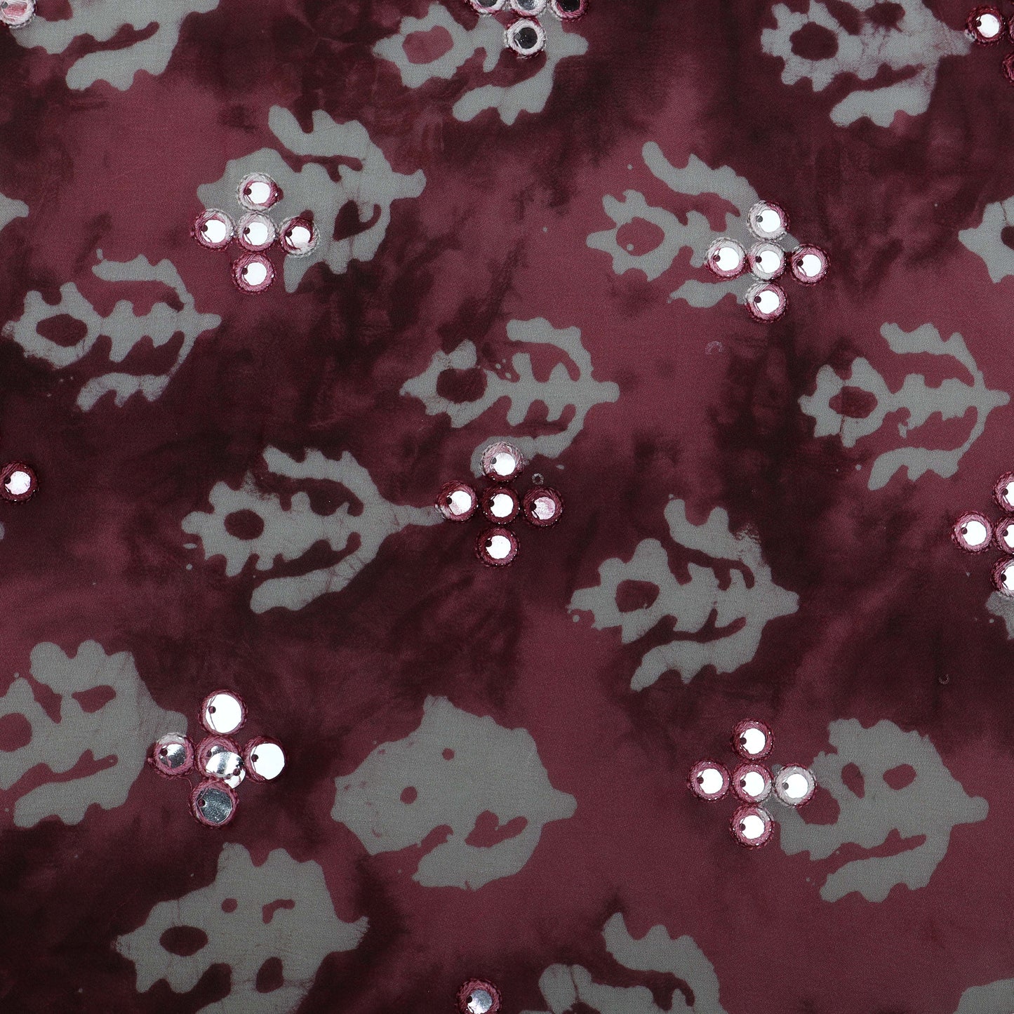 Multi-Colored Georgette Batik Print Embroidery Fabric