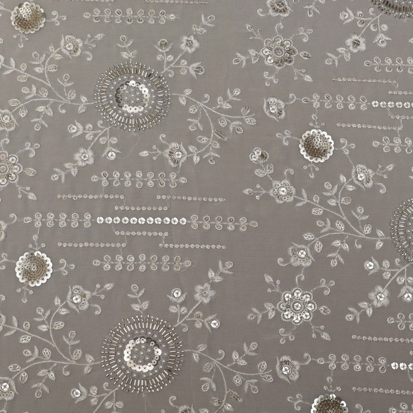 White Color Georgette Embroidery Fabric