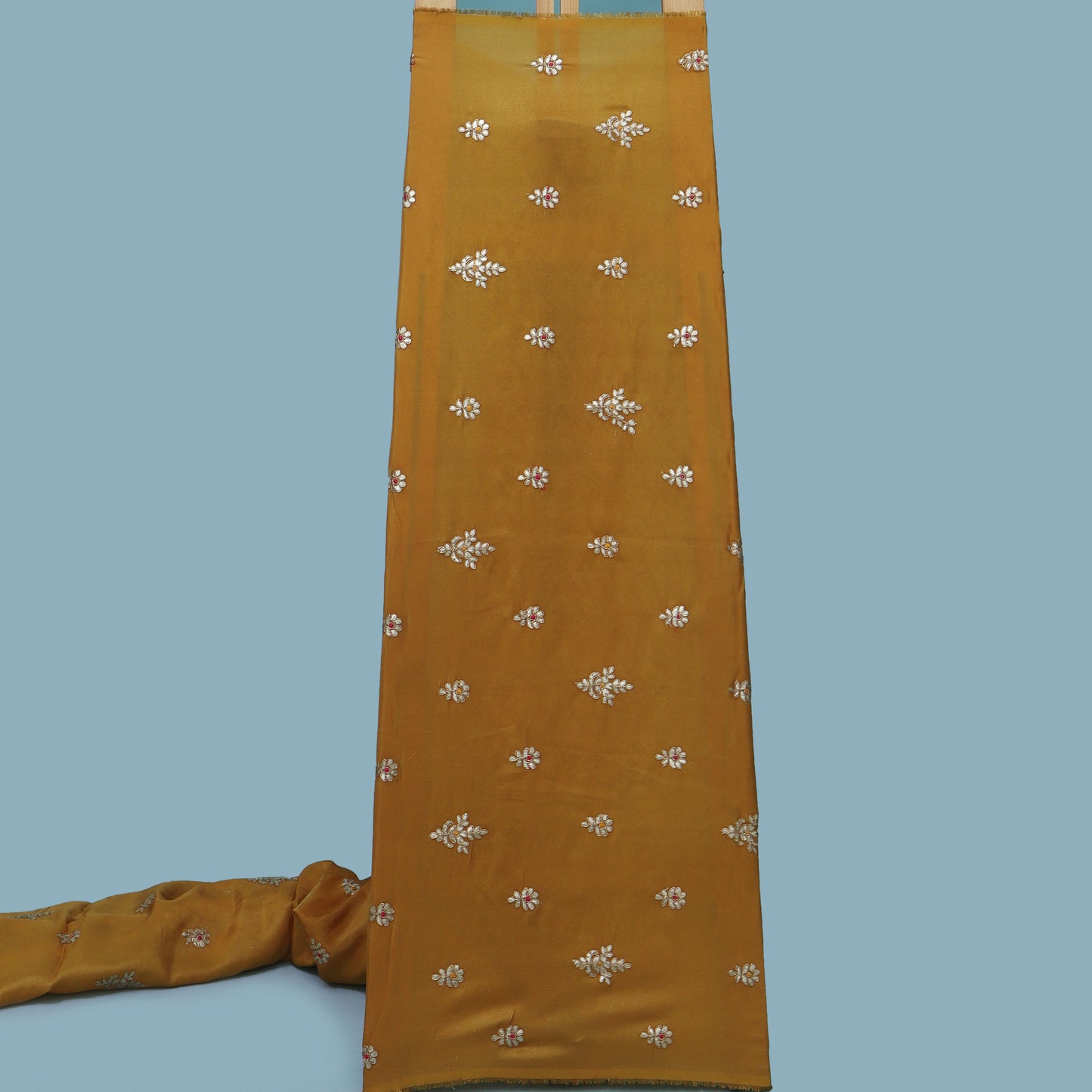 Mustard Color Tissue Boota Fabric