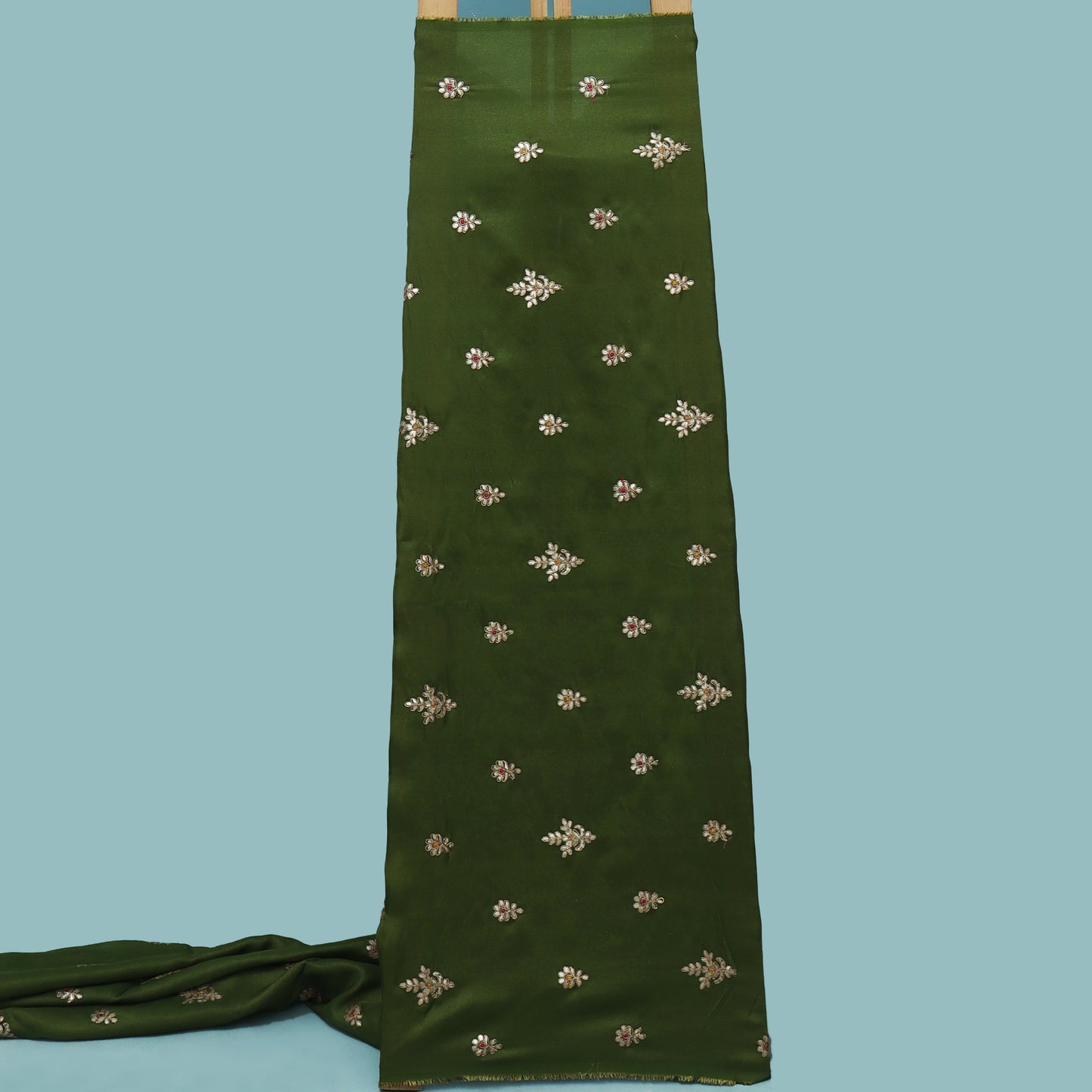 Mehendi Green Color Tissue Boota Fabric