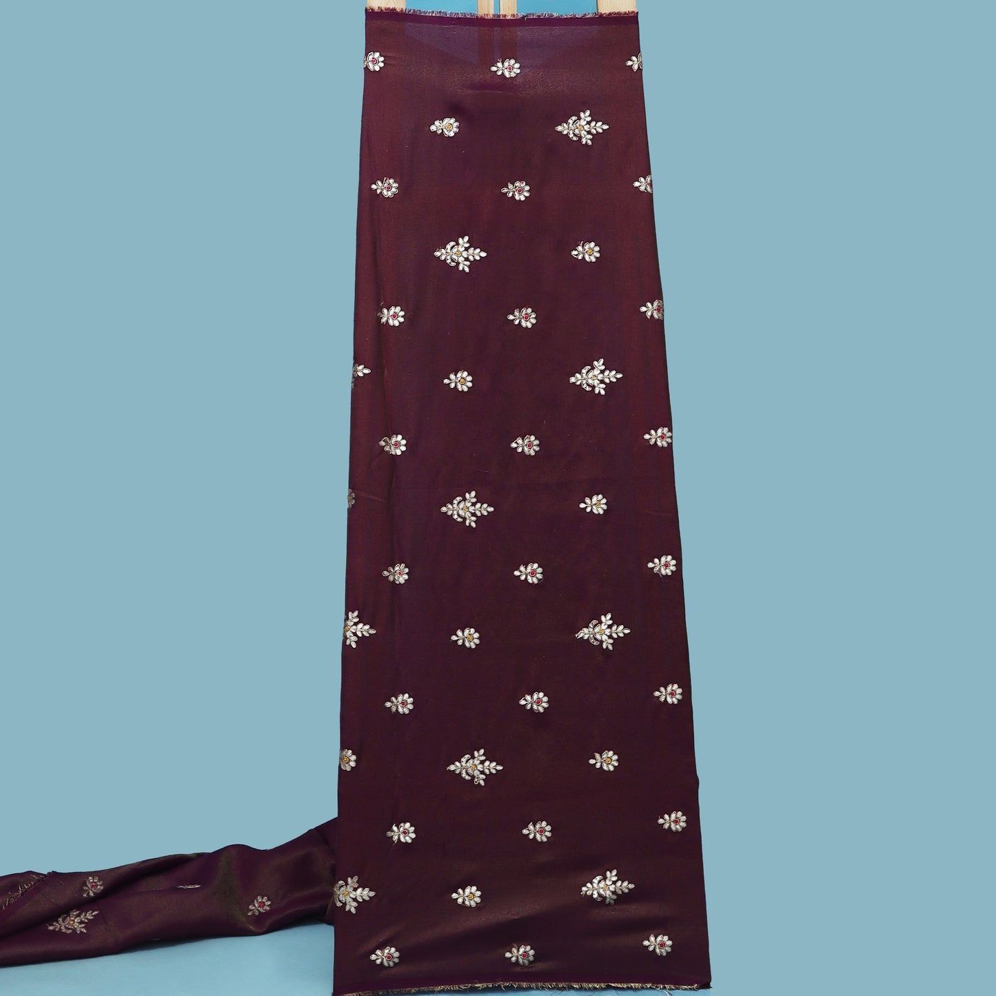 Purple Color Tissue Boota Fabric