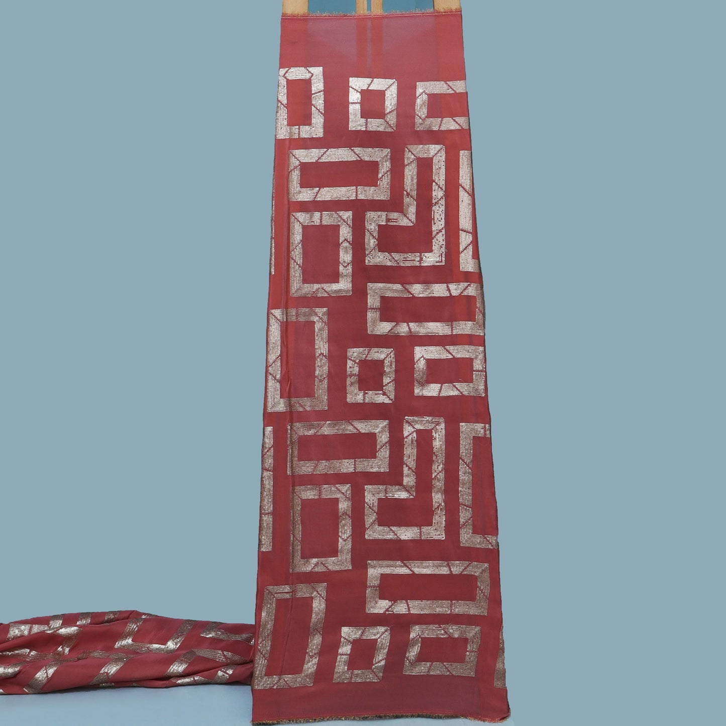 Gajri Color Tissue Embroidery Fabric