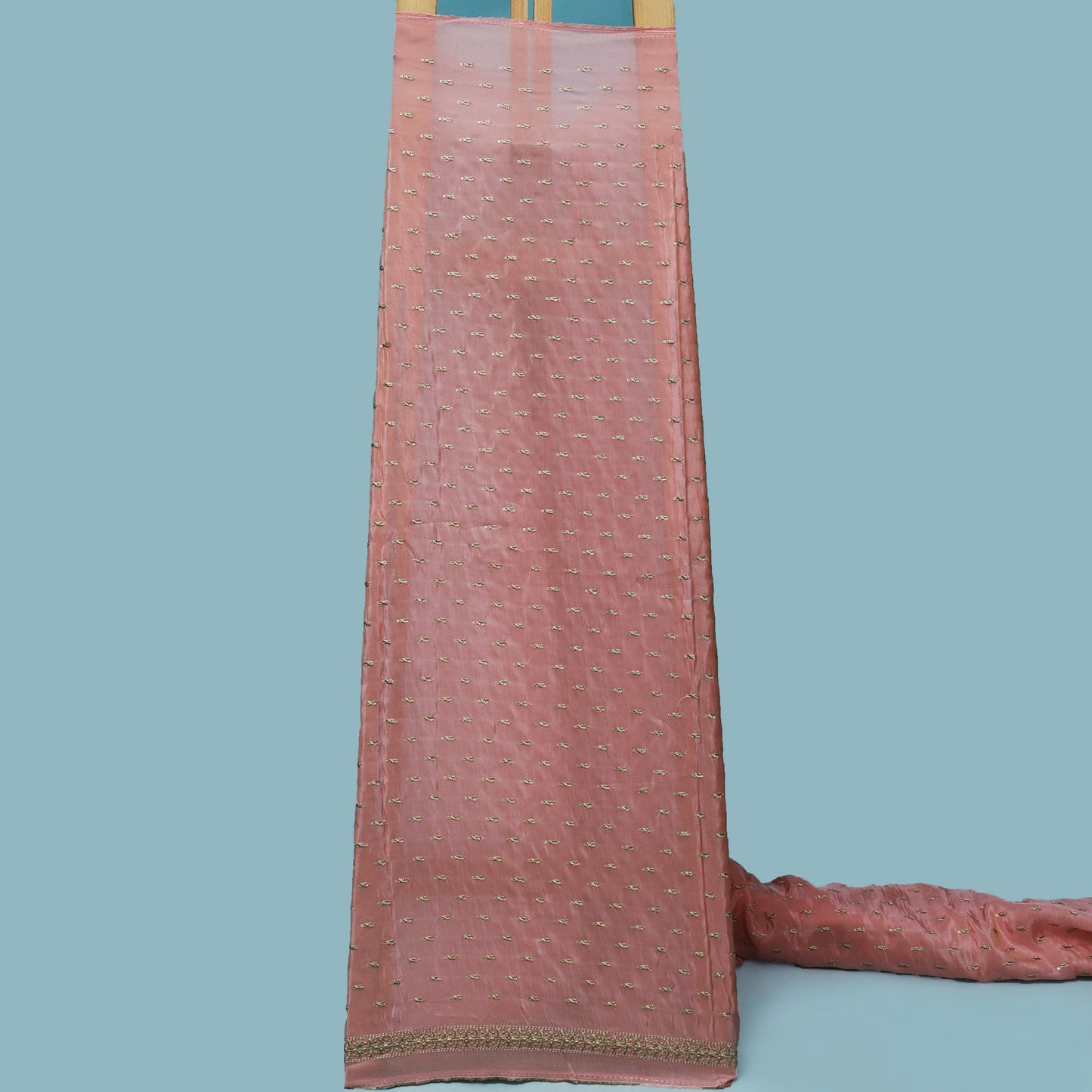 Gajri Color Tissue Booti Embroidery Fabric