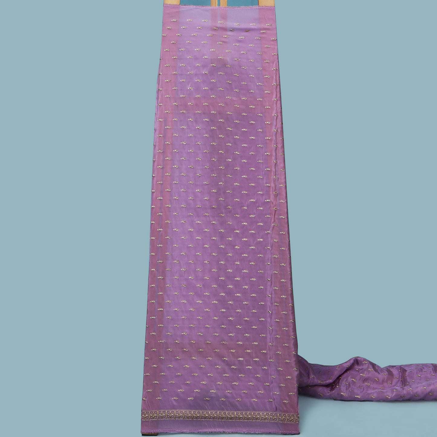 Lavender Color Tissue Booti Embroidery Fabric