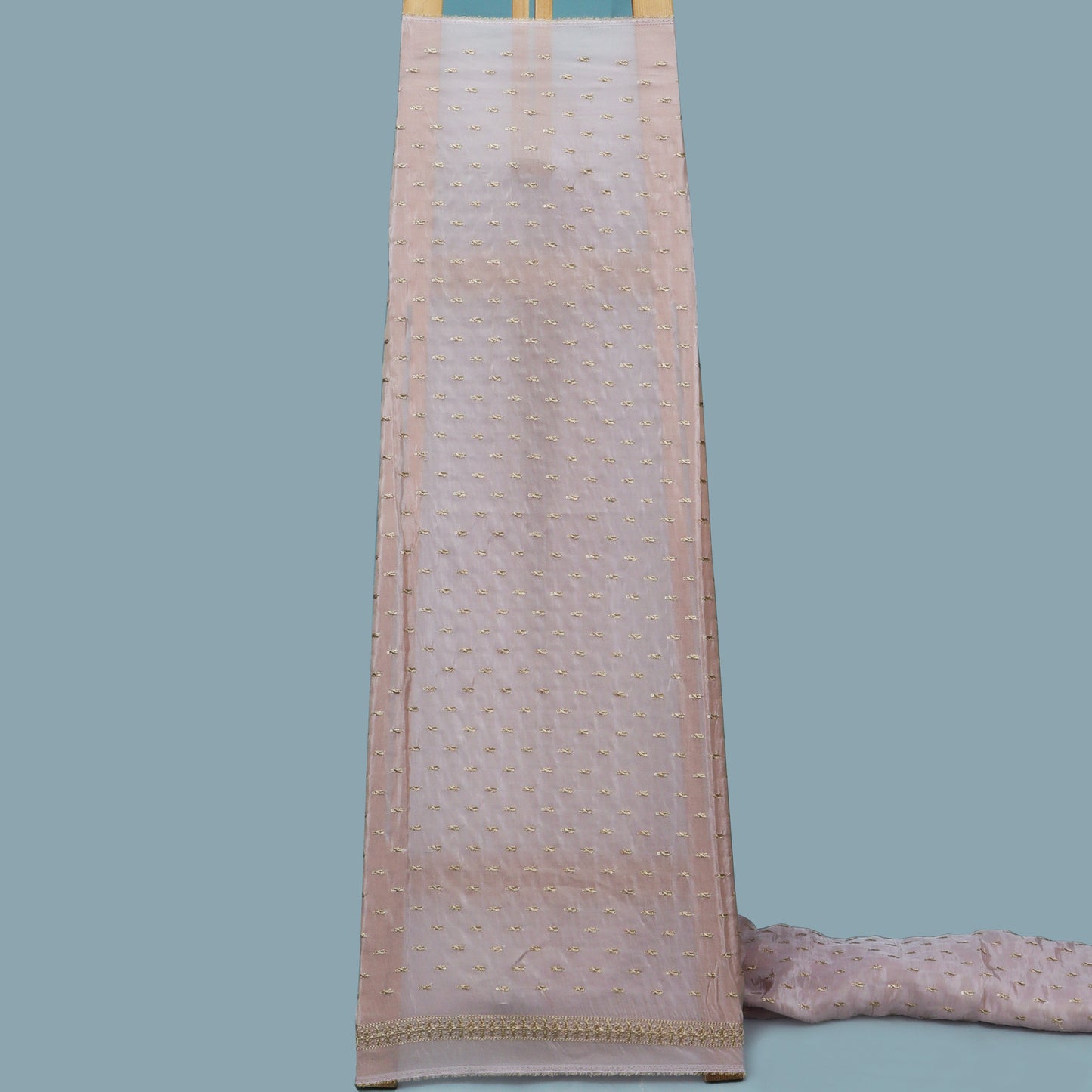 Mute Pink Color Tissue Booti Embroidery Fabric