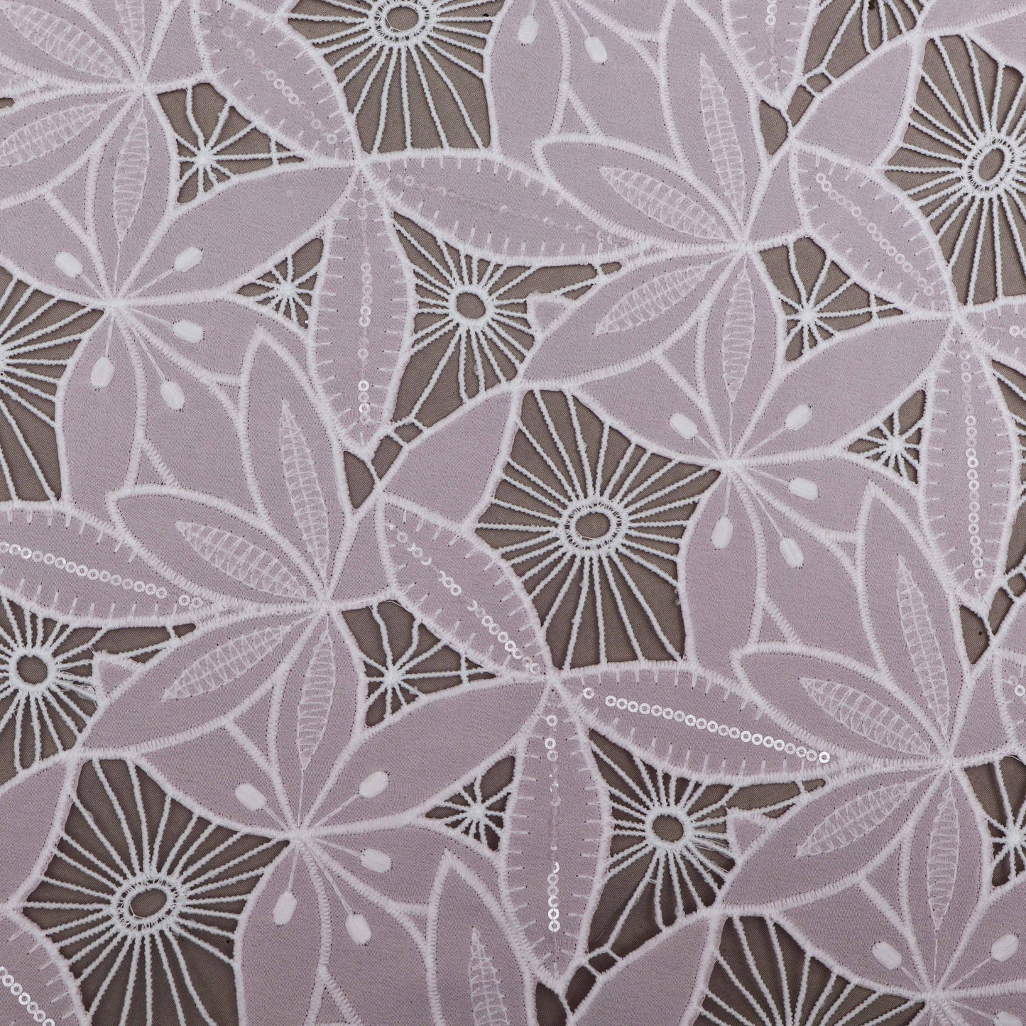 Pink Color Crepe Chikan Embroidery Fabric