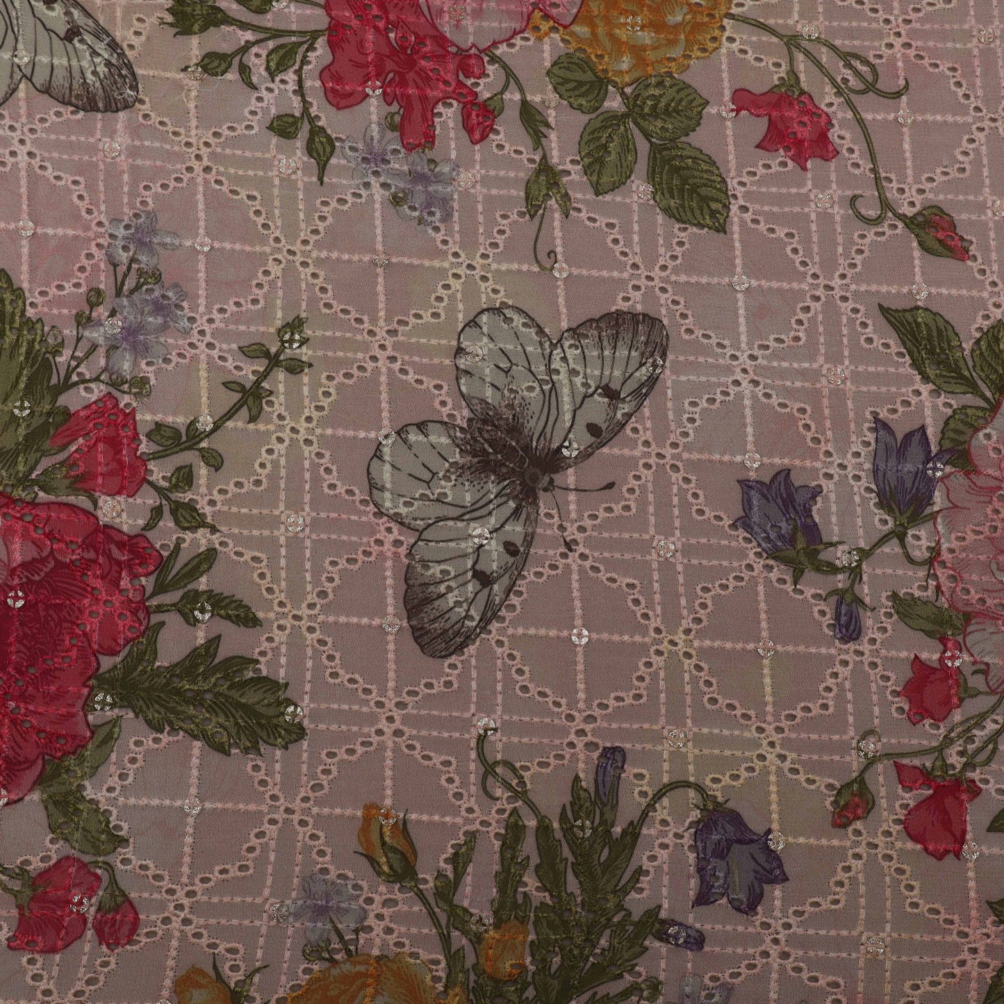 Colored Color Georgette Print Embroidery Fabric