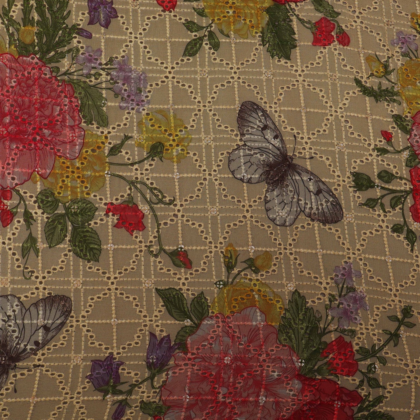 Colored Color Georgette Print Embroidery Fabric