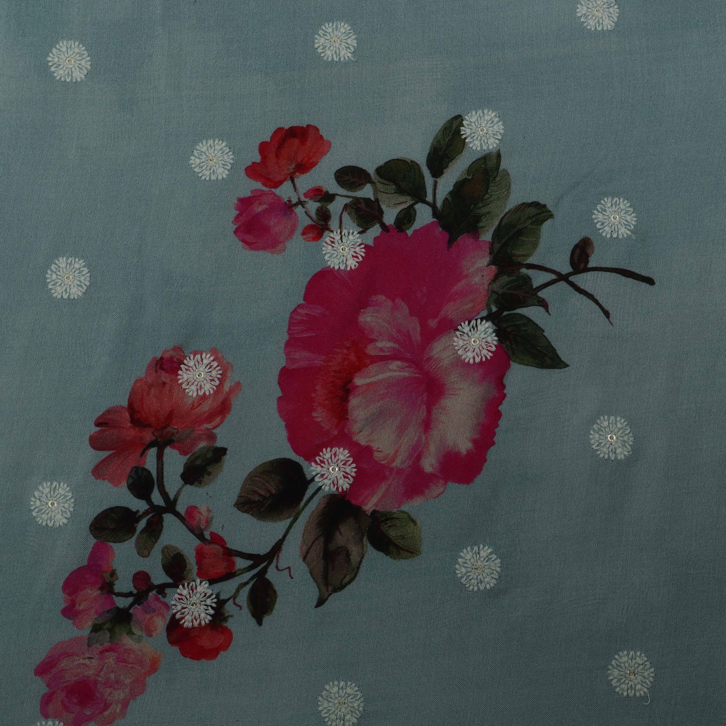 Colored Color Mulmul Embroidery Fabric