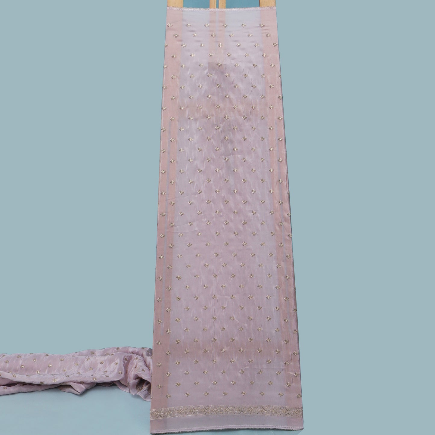 Mute Pink Color Tissue Booti Embroidery Fabric