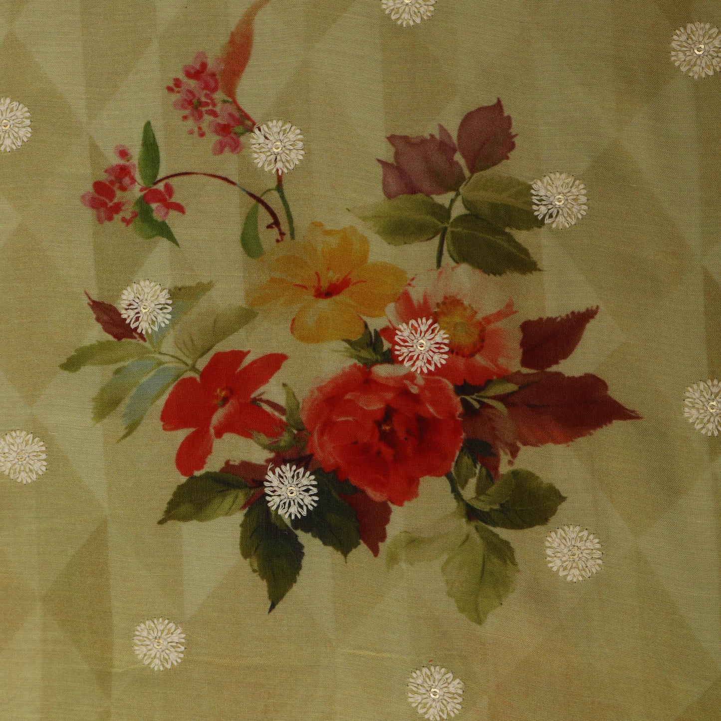 Colored Color Mulmul Embroidery Fabric