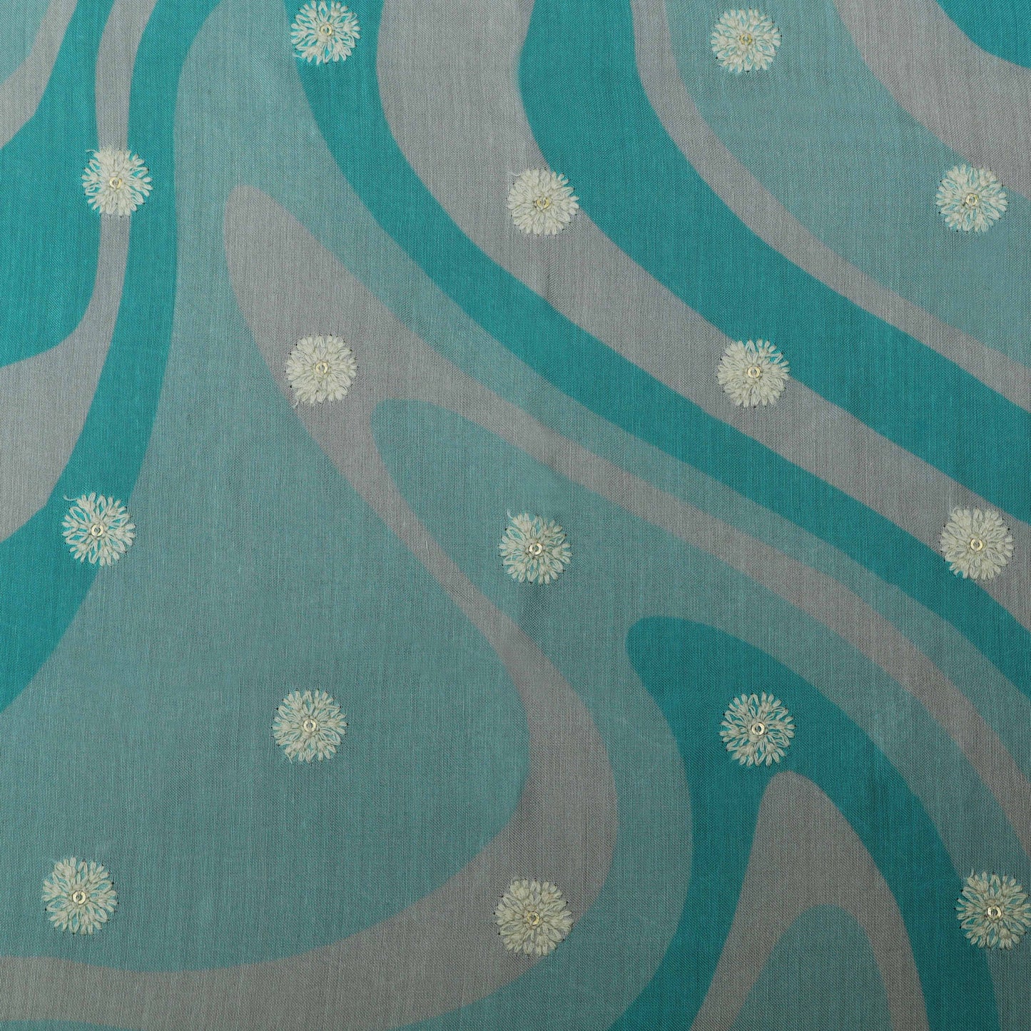 Colored Color Mulmul Embroidery Fabric