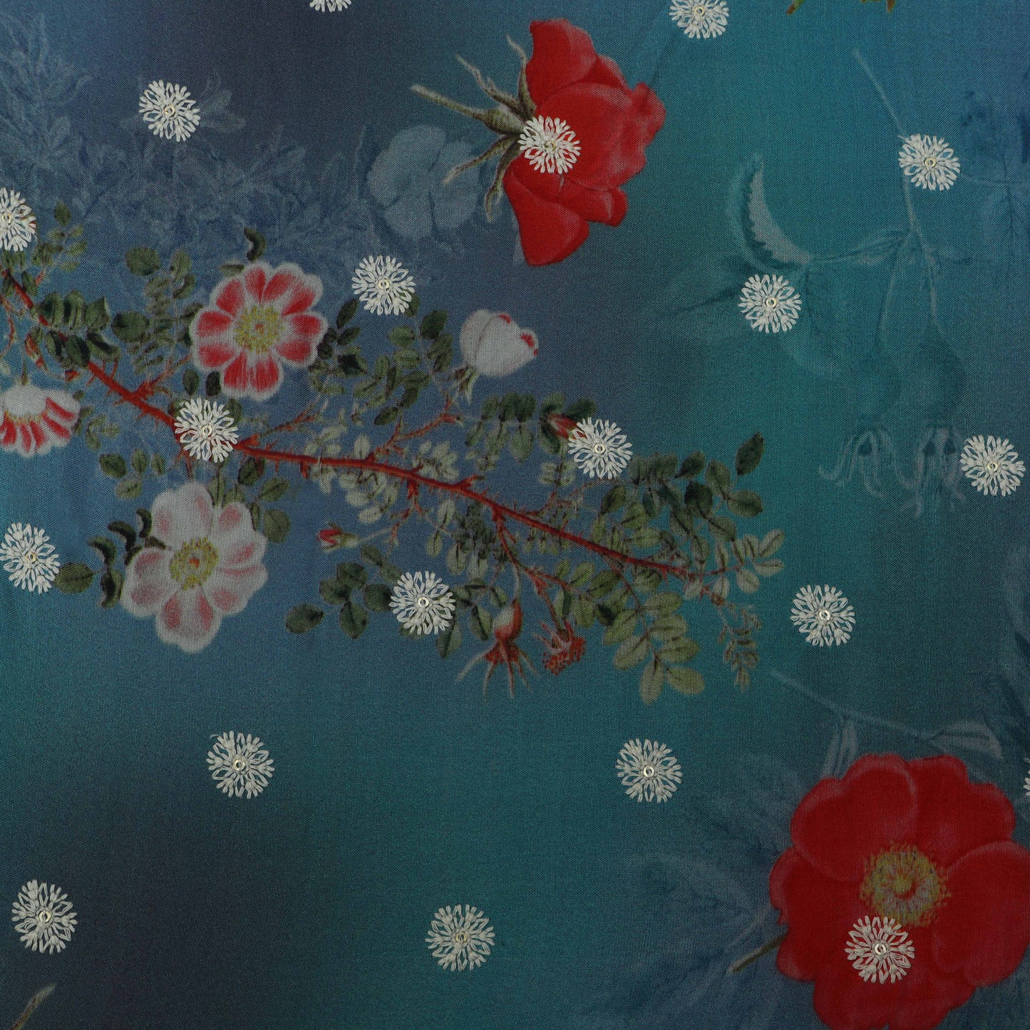 Colored Color Mulmul Embroidery Fabric