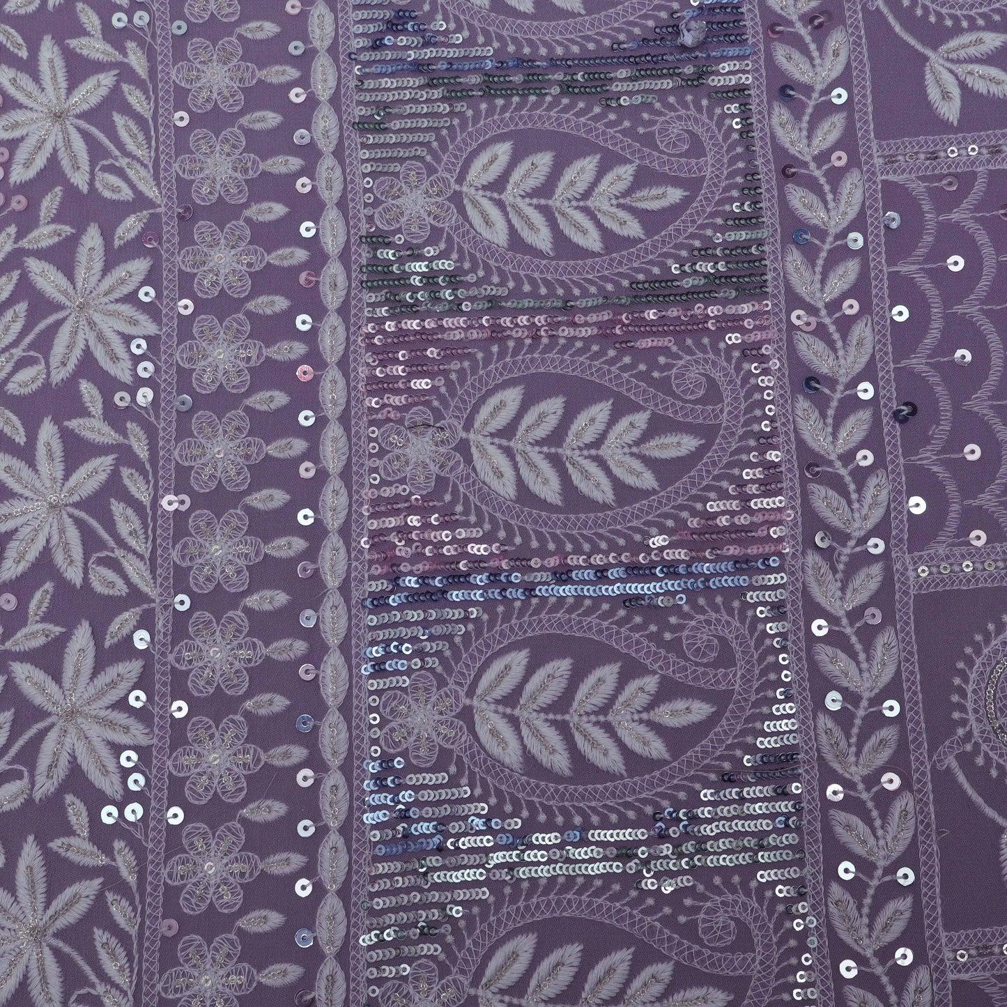 Lavender Color Georgette Embroidery Fabric