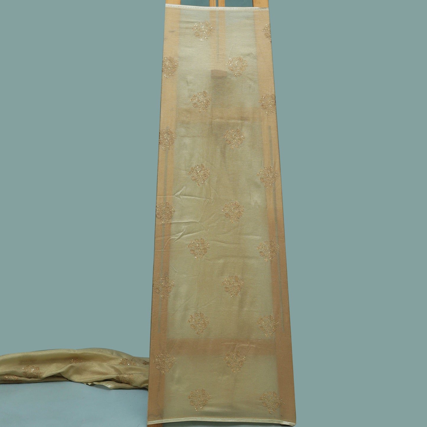 Beige Color Tissue Embroidery Fabric