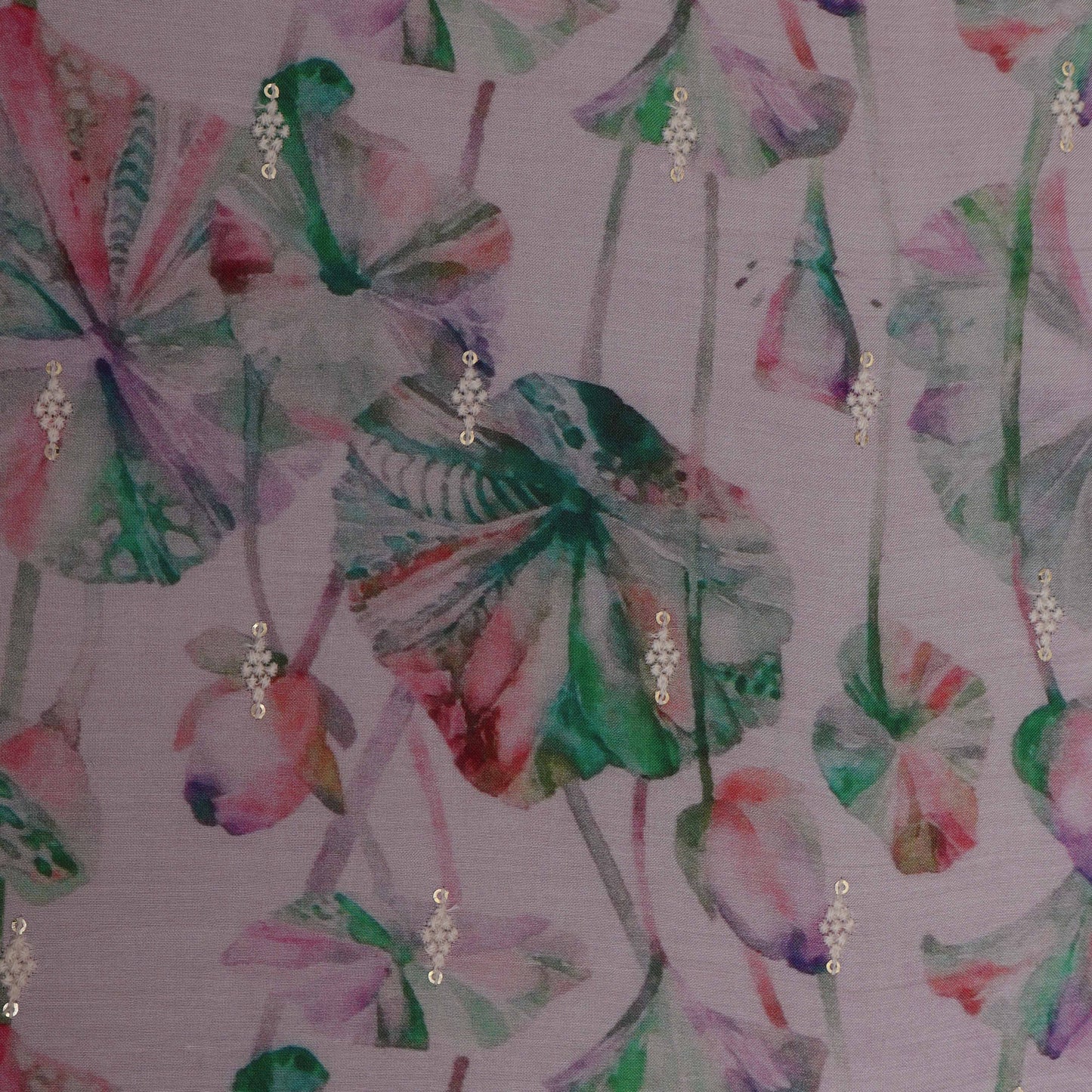 Colored Color Mulmul Embroidery Fabric