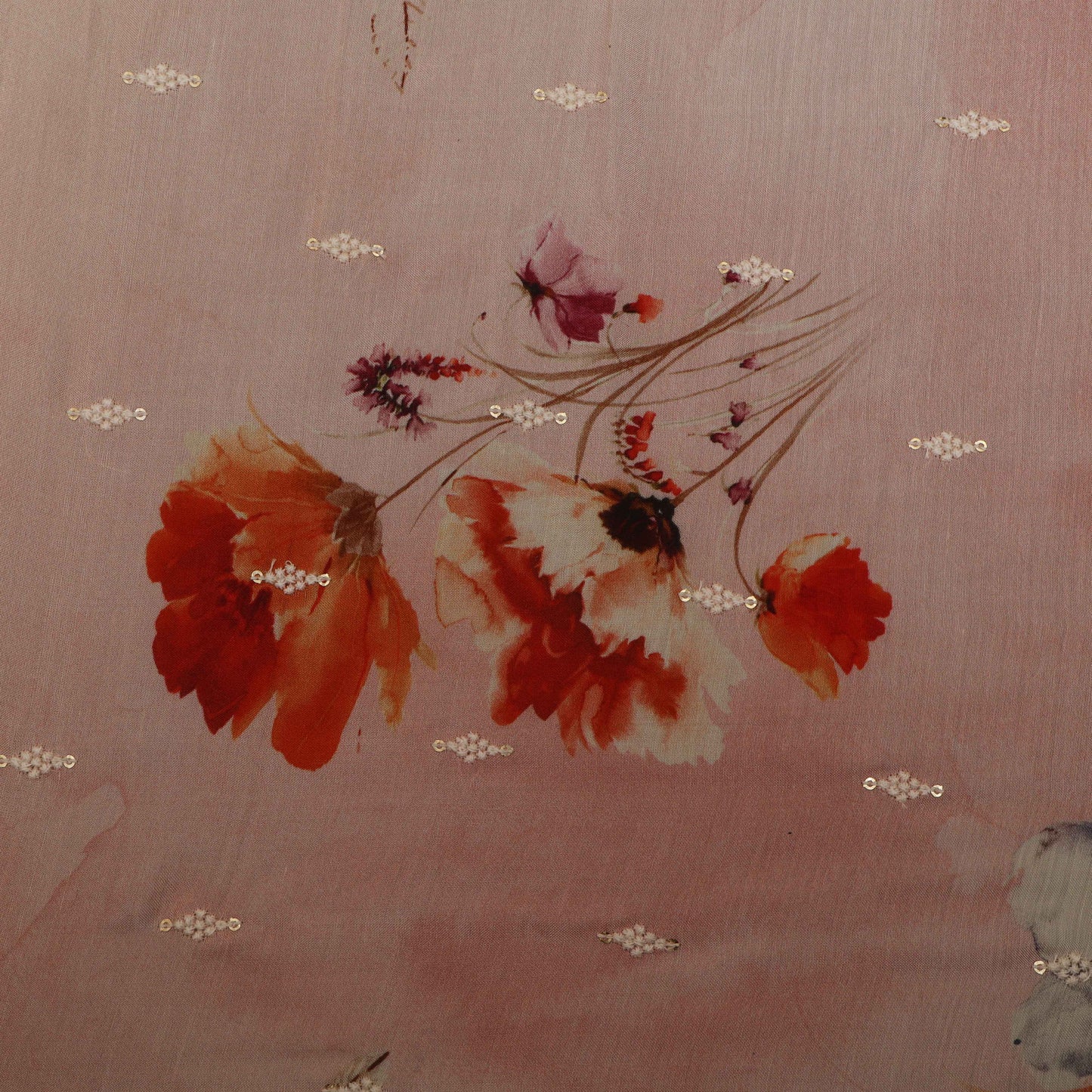 Colored Color Mulmul Embroidery Fabric