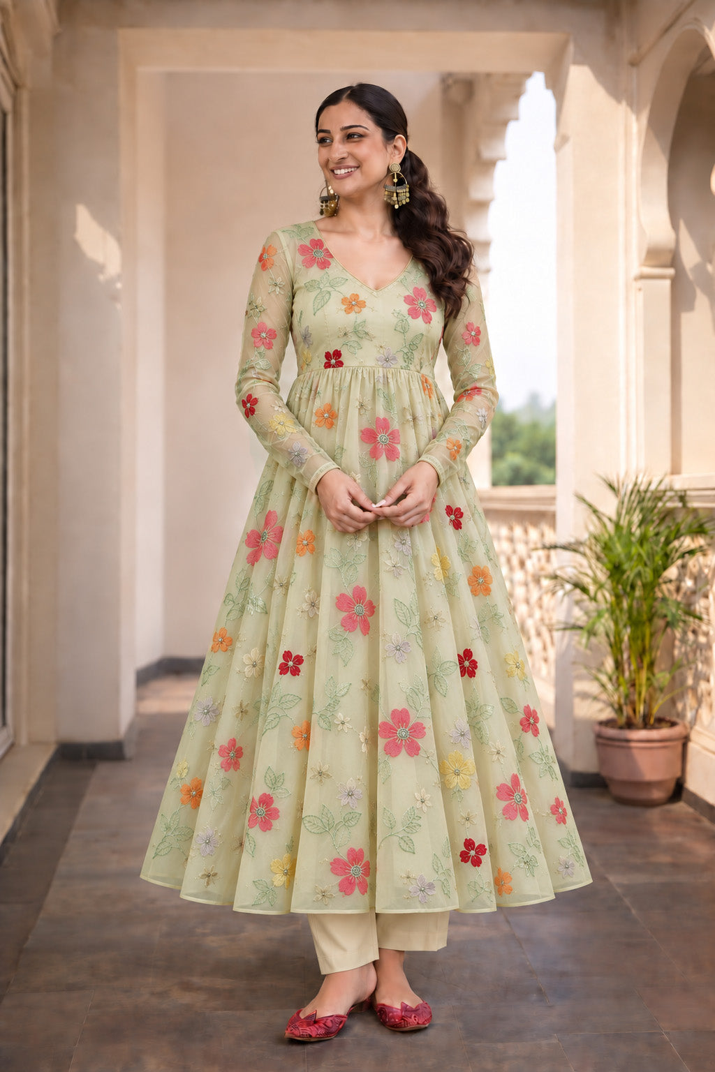 Pure Floral Organza Embroidery Fabric
