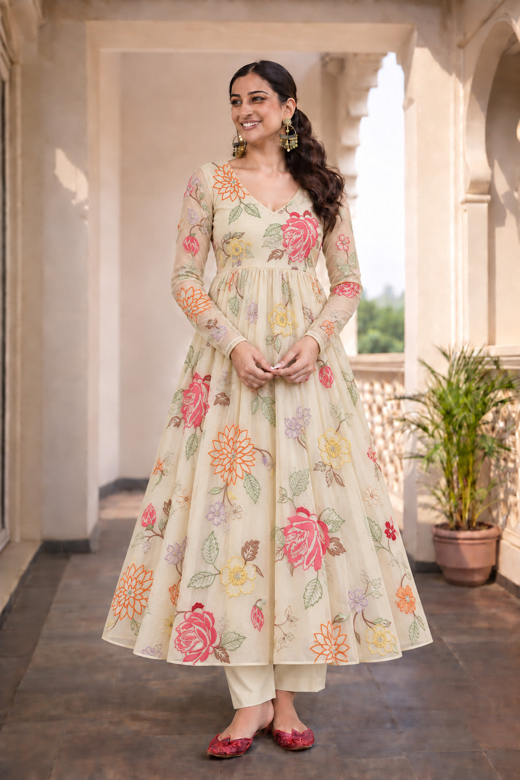 Pure Floral Organza Embroidery Fabric