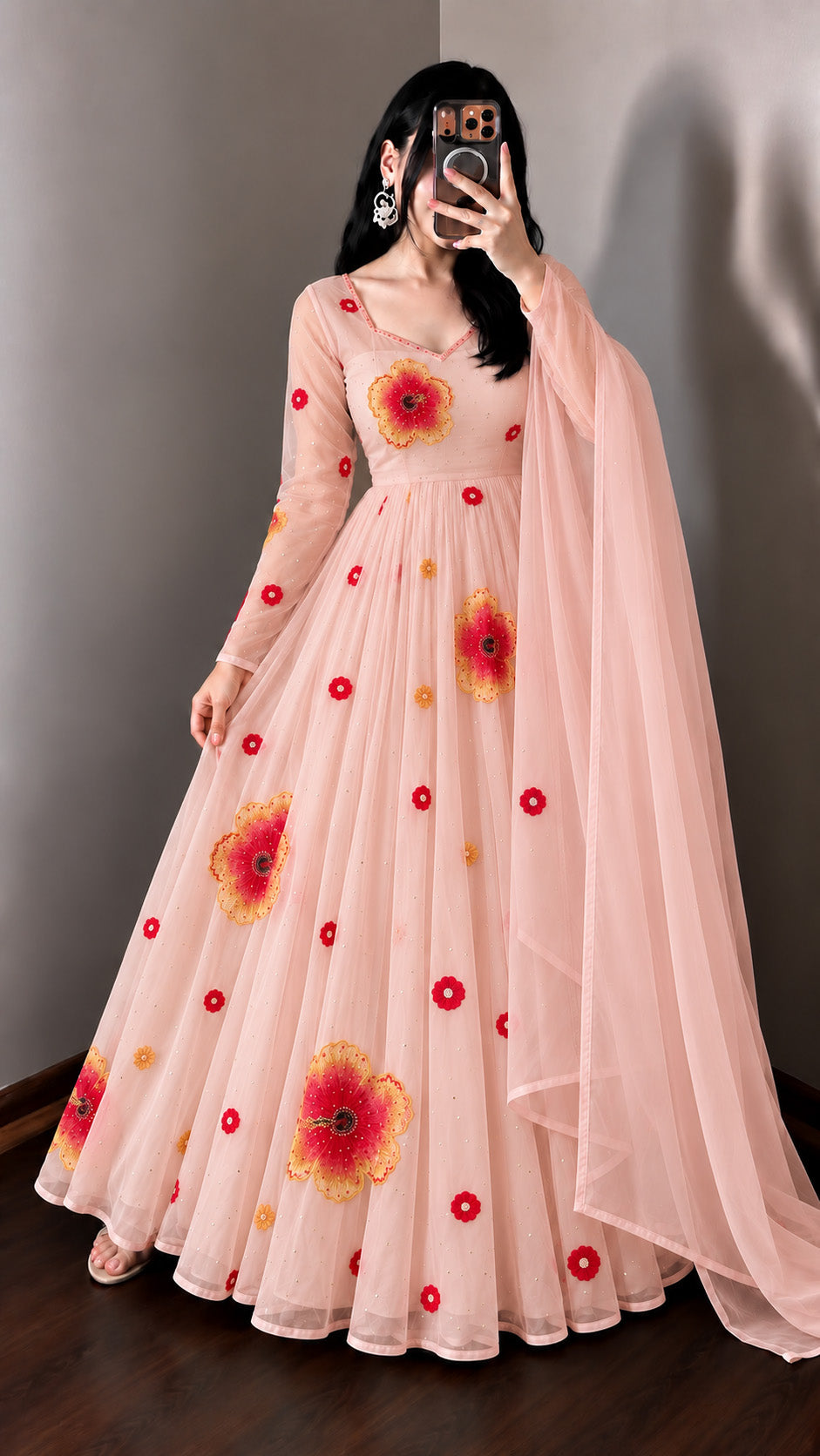 Pure Floral Organza with Mukaish