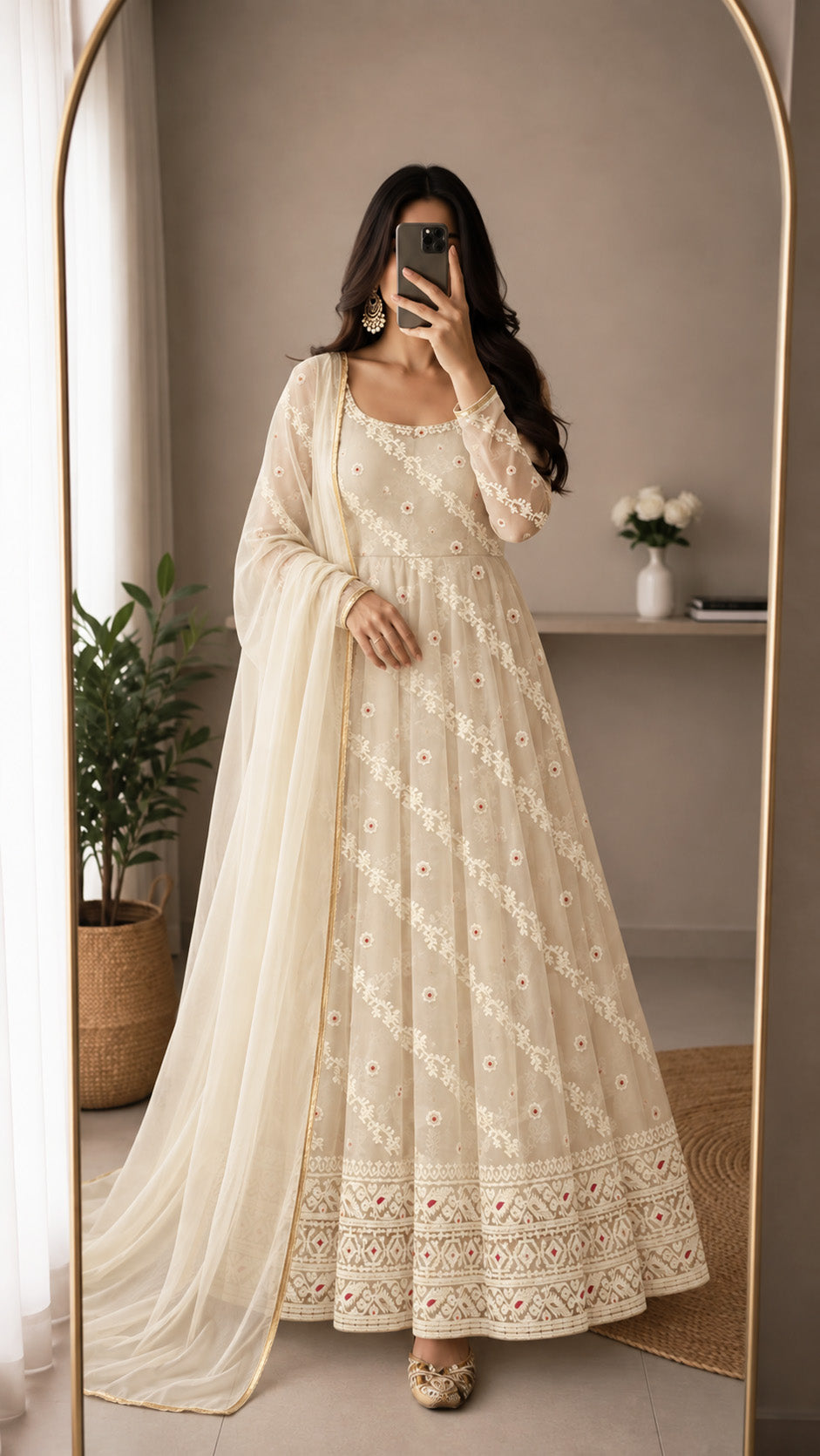 White Pure Organza Embroidery Fabric