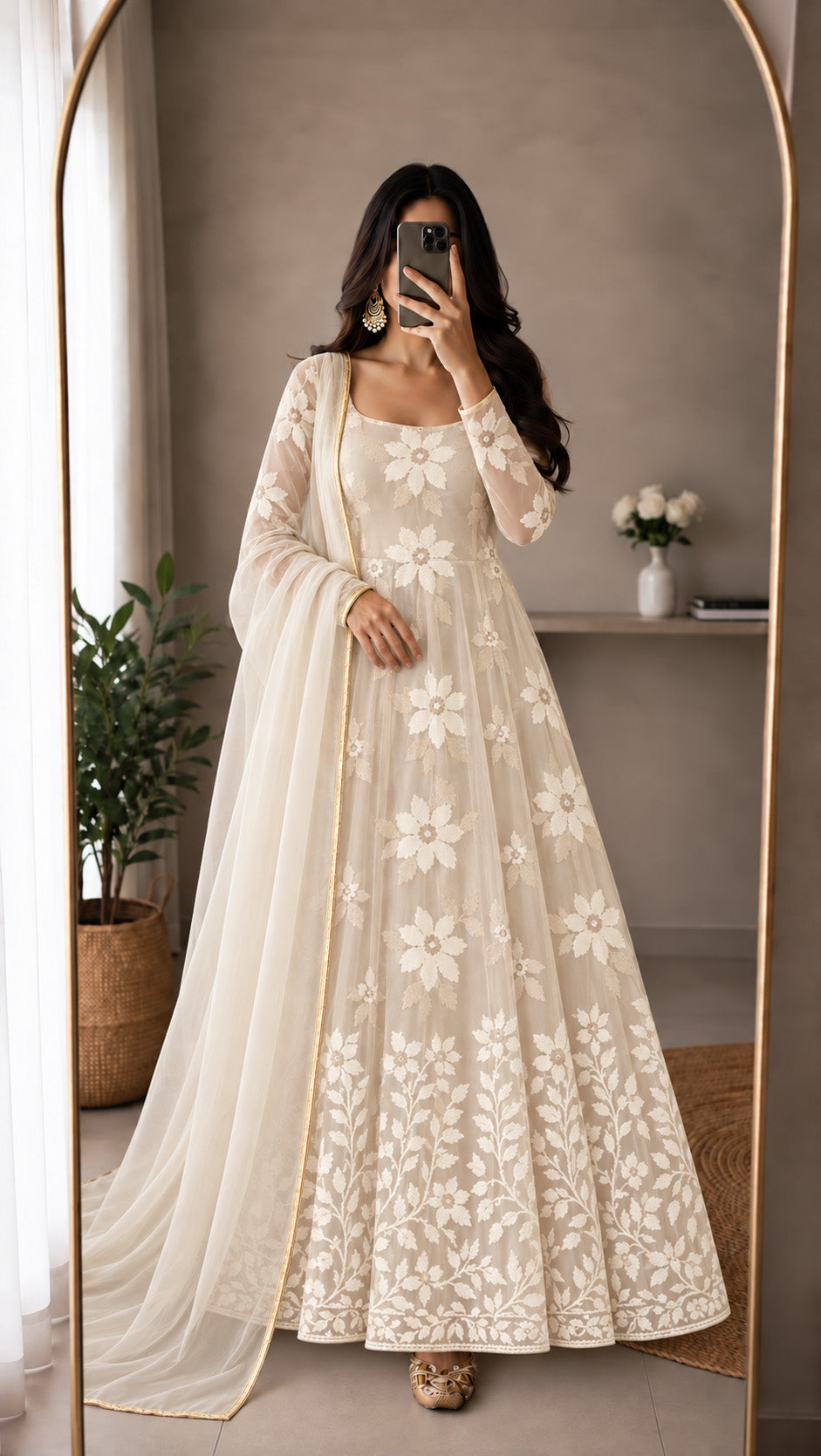White Pure Organza Embroidery Fabric