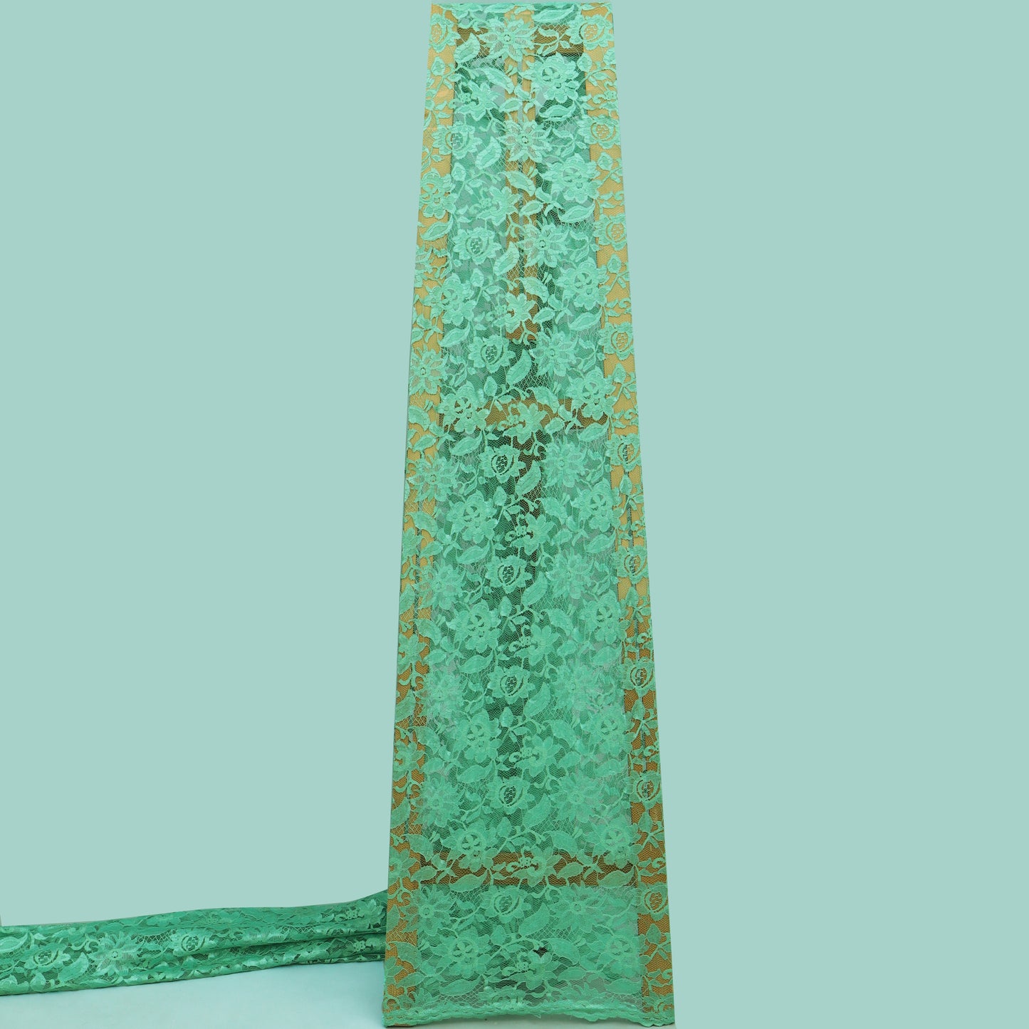 Green Color Chantilly Lace Fabric