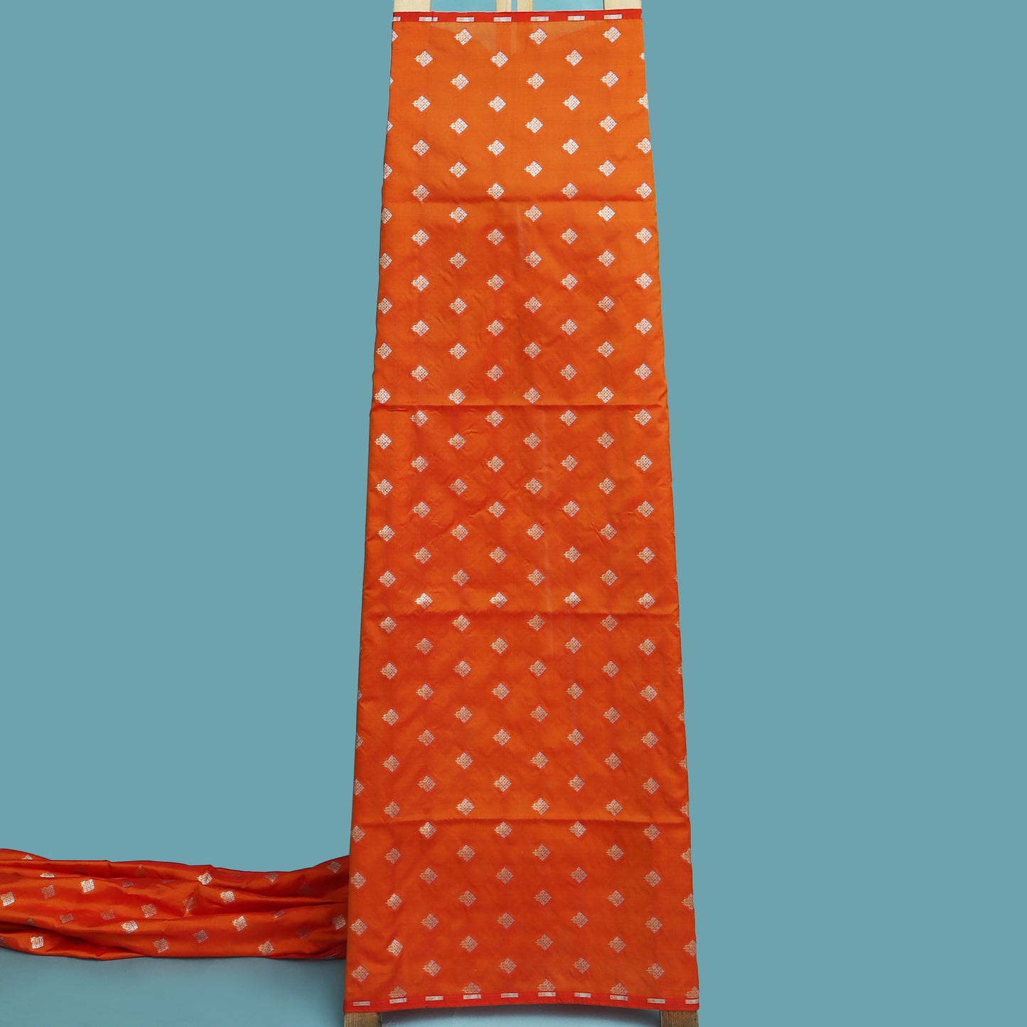 Orange Color Katan Meena Brocade Fabric