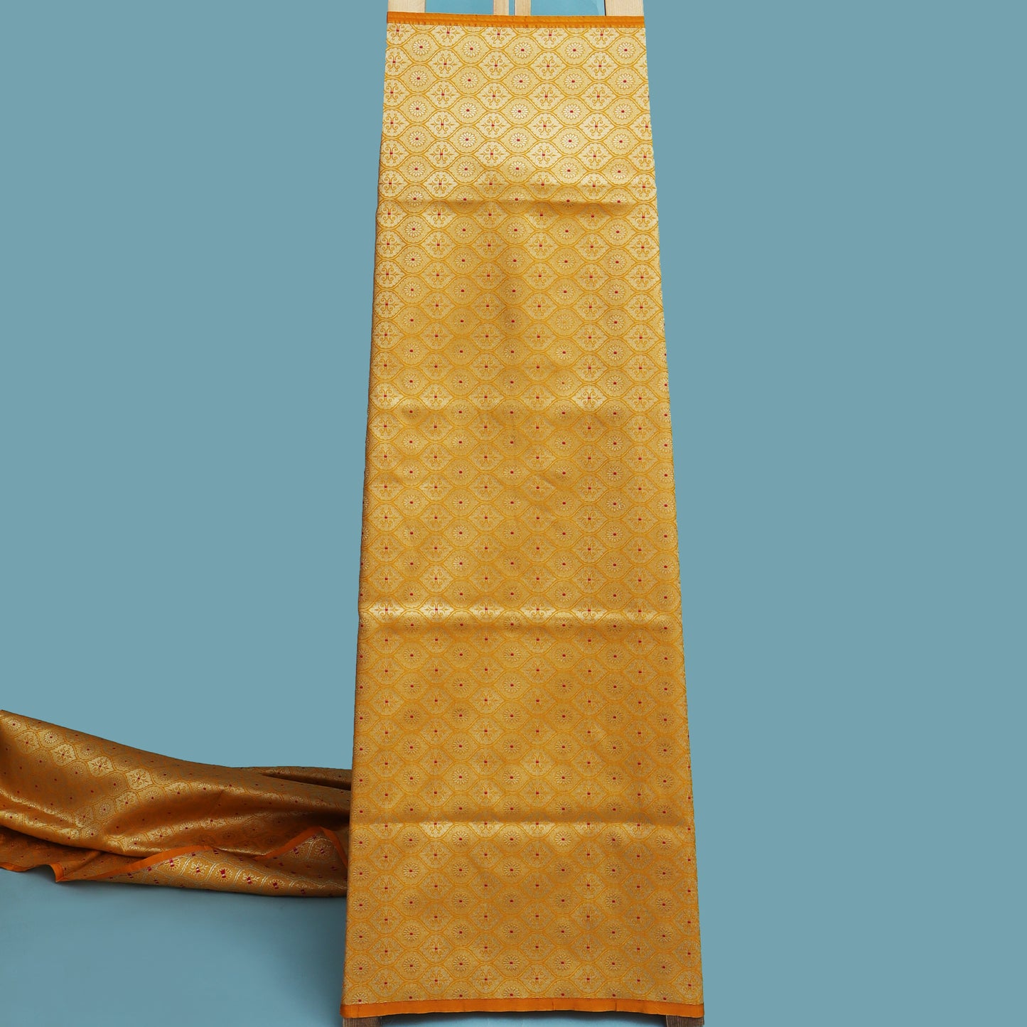Mustard Color Katan Meena Brocade Fabric