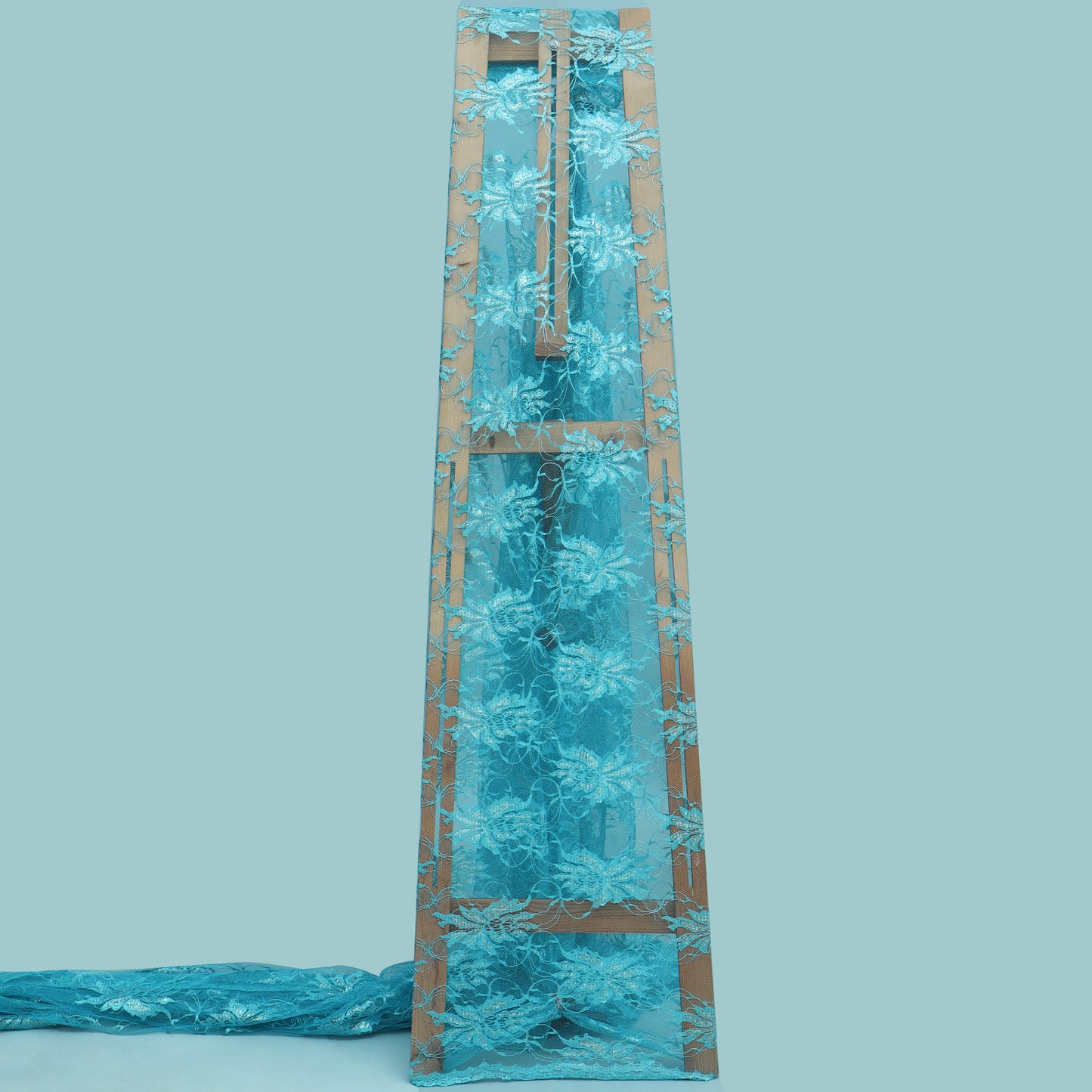 Firozi Color Chantilly Lace Fabric