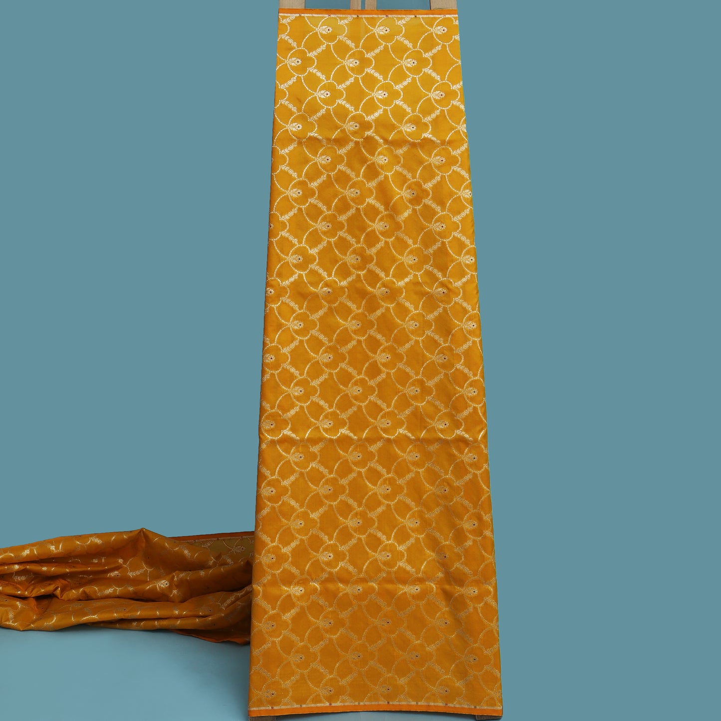 Mustard Color Katan Meena Brocade Fabric