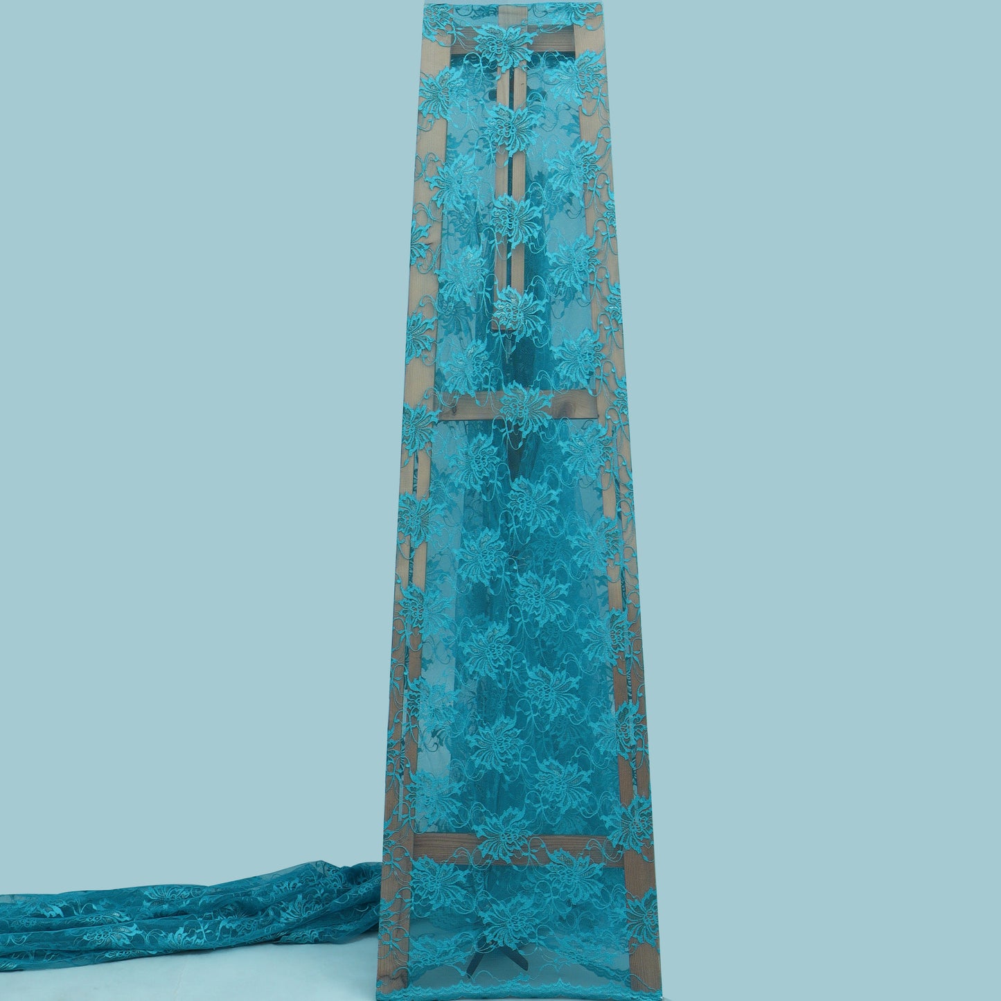 Firozi Color Chantilly Lace Fabric