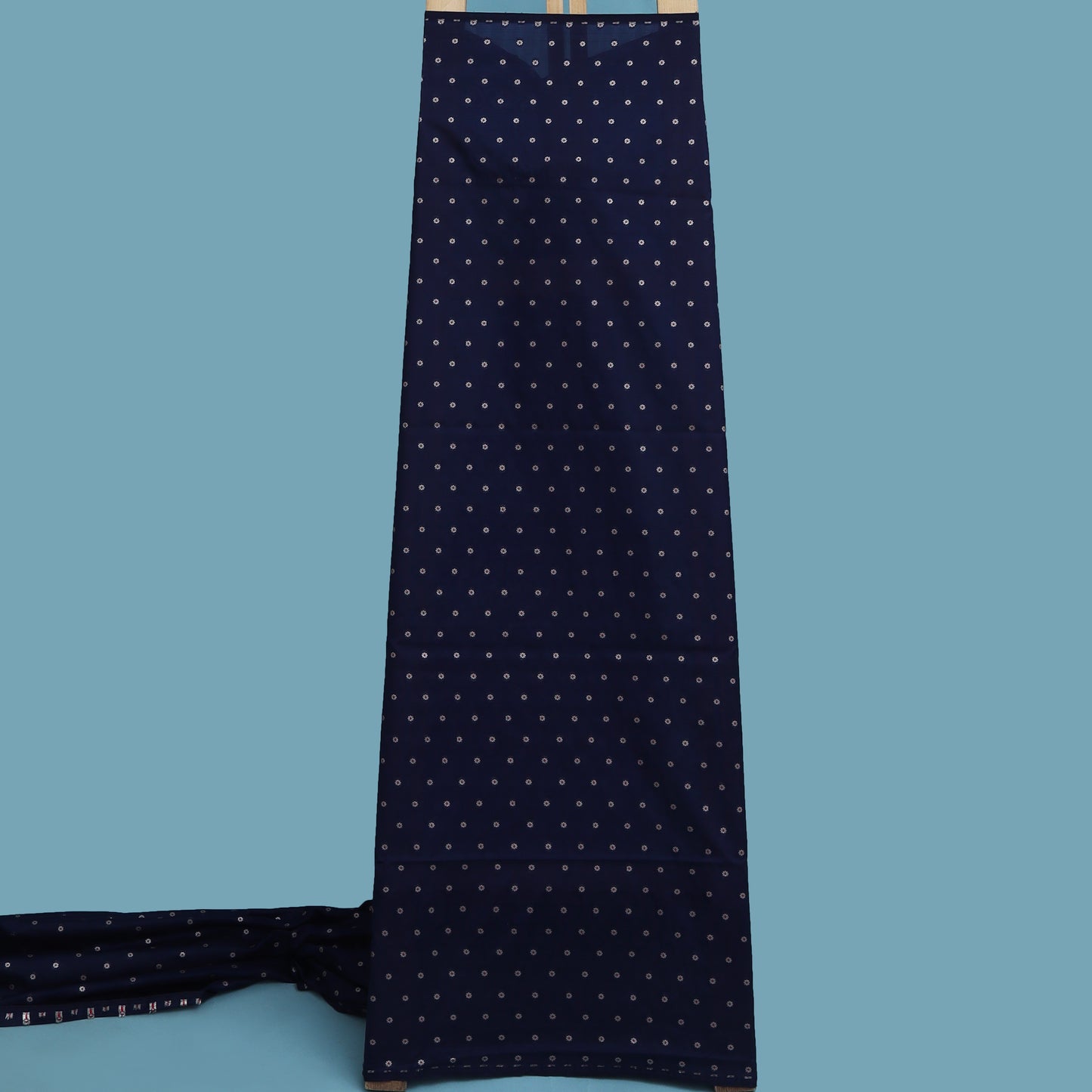 Navy Blue Color Katan Meena Brocade Fabric