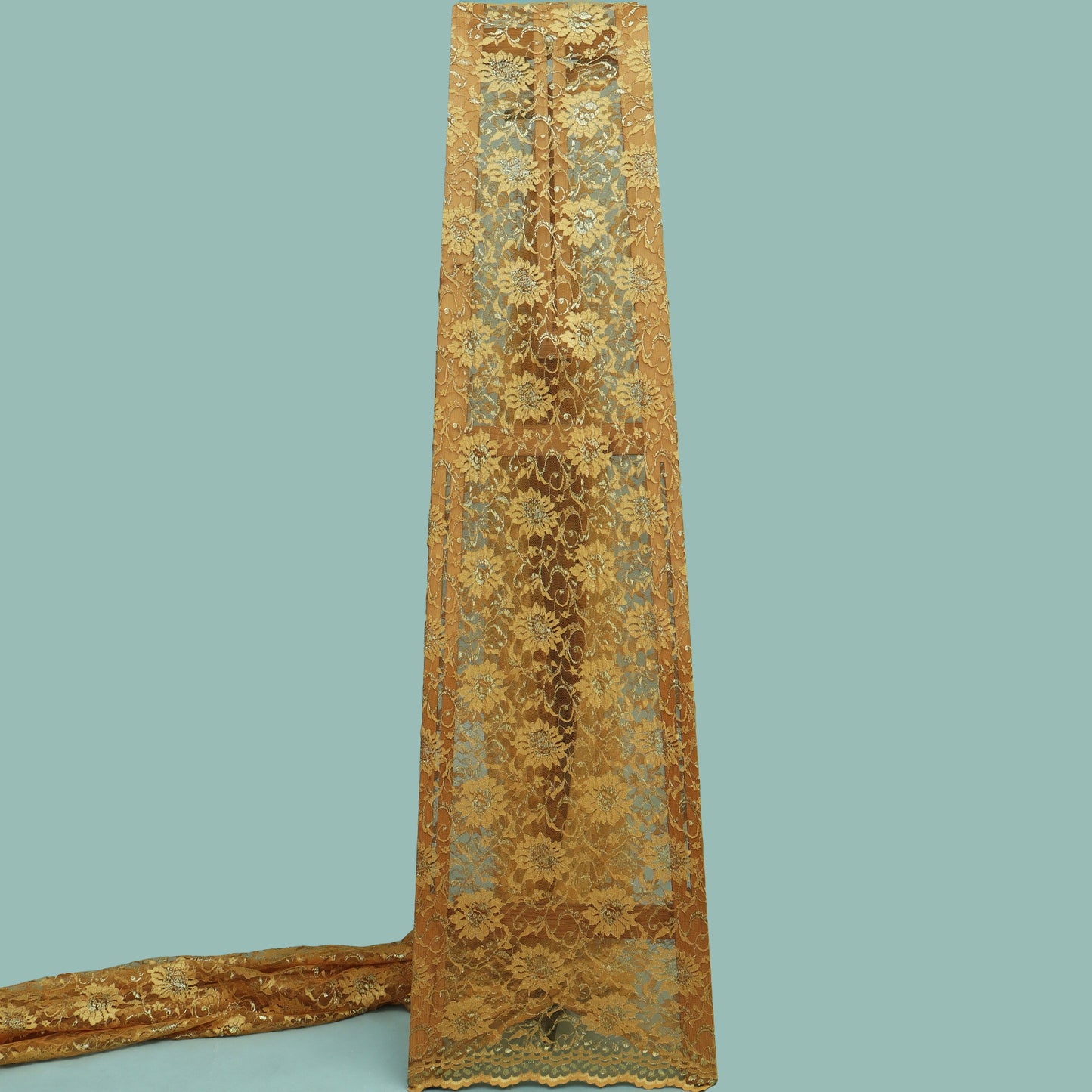 Gold Color Chantilly Lace Fabric