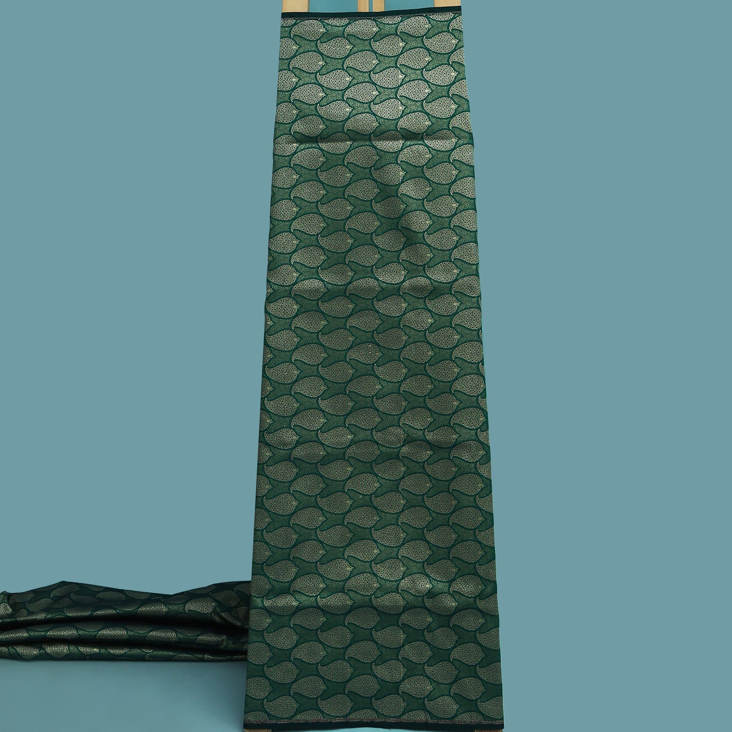 Green Color Katan Meena Brocade Fabric