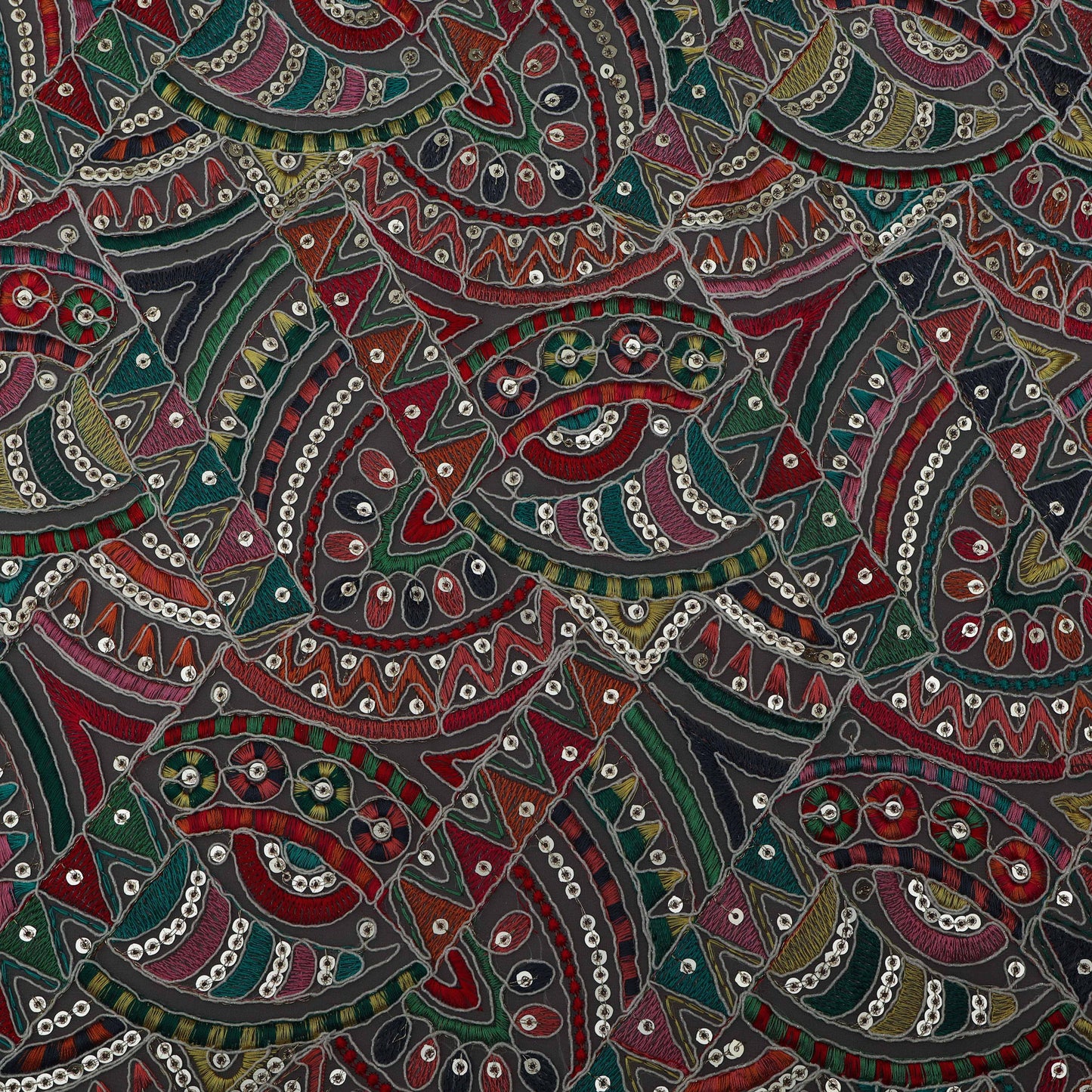 Grey Color Georgette Embroidery Fabric