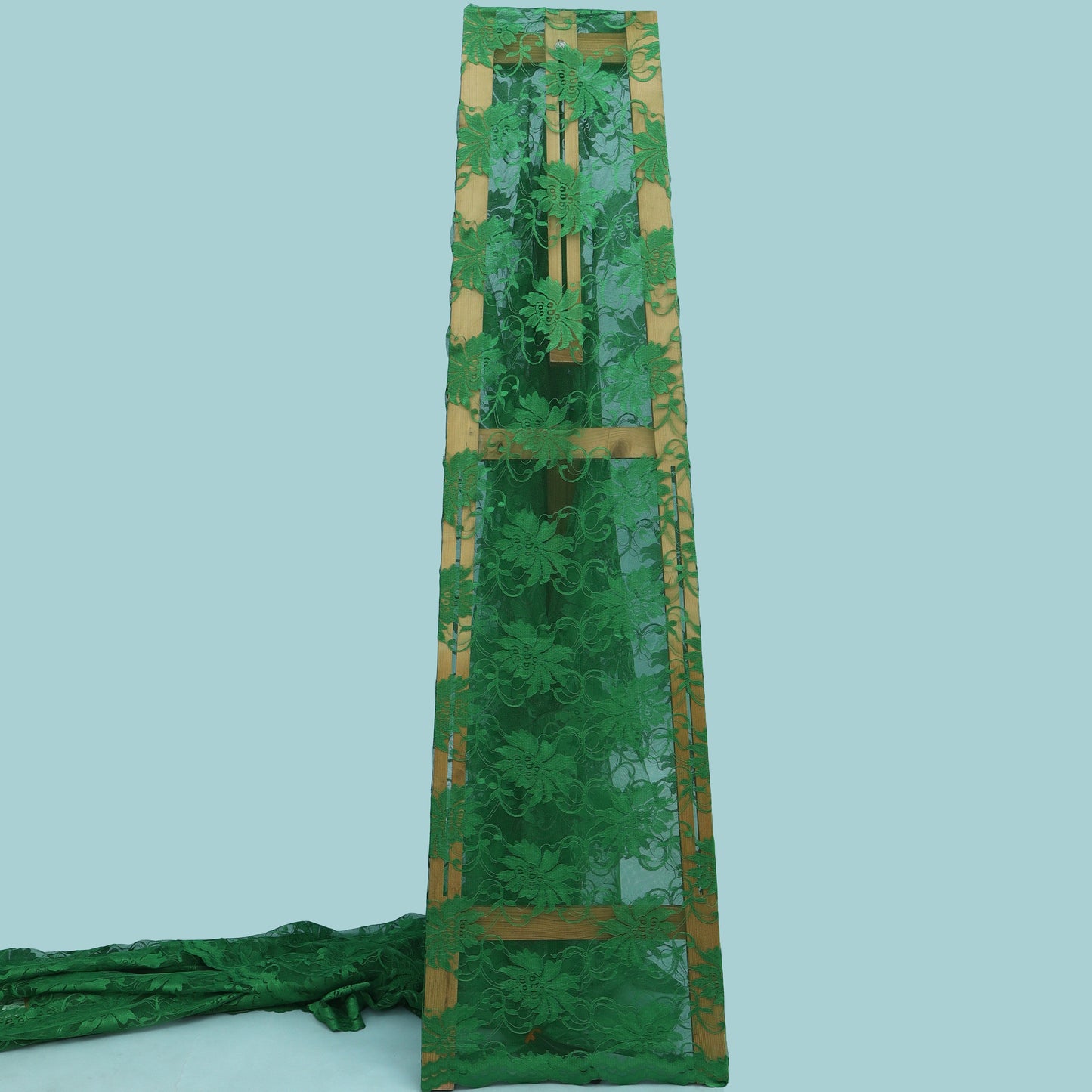 Green Color Chantilly Lace Fabric