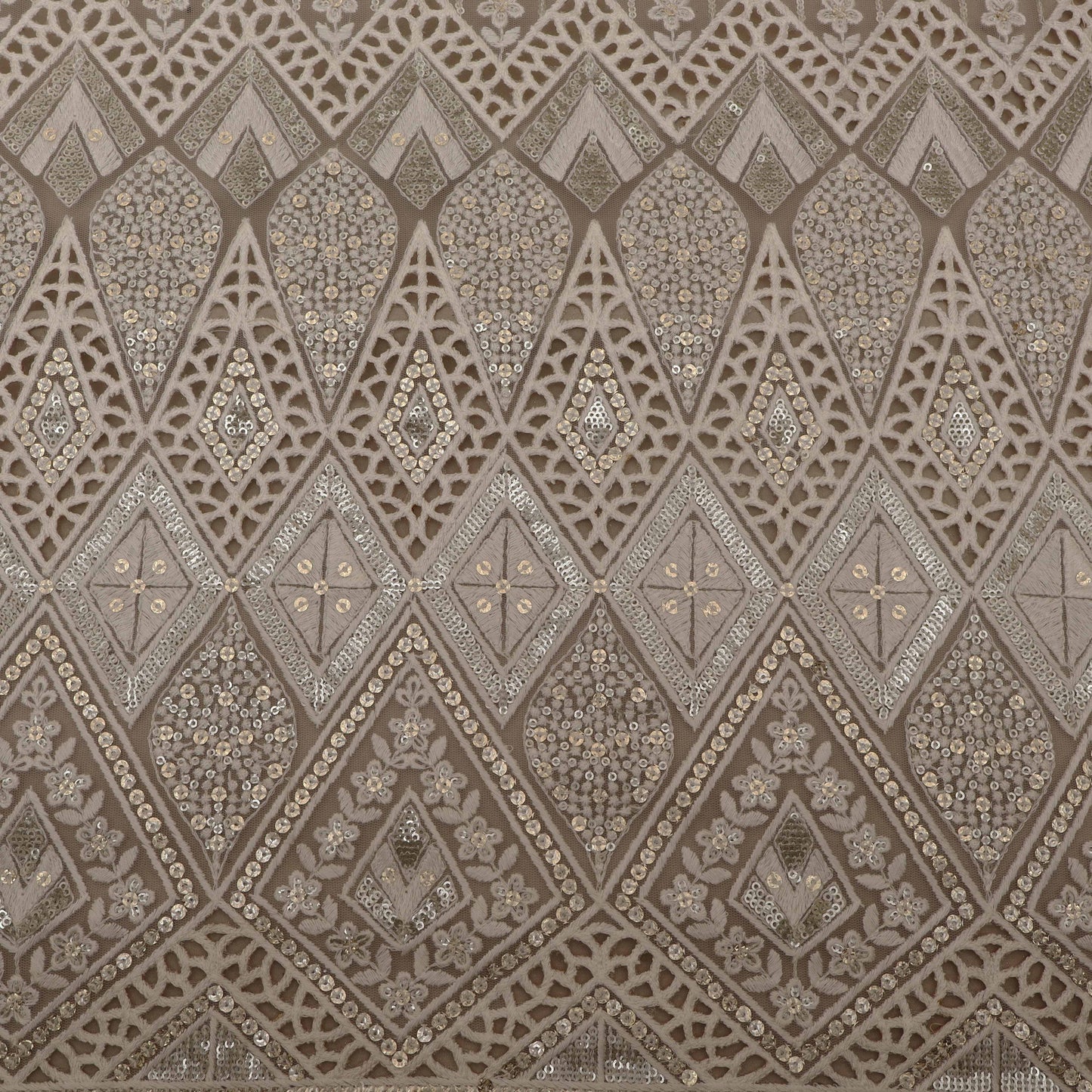 White Color Net Embroidery Fabric