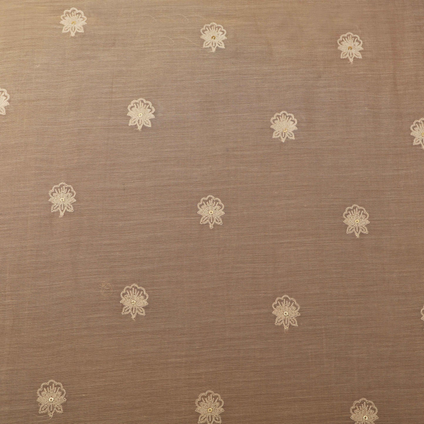 Peach color Chanderi Embroidery Fabric